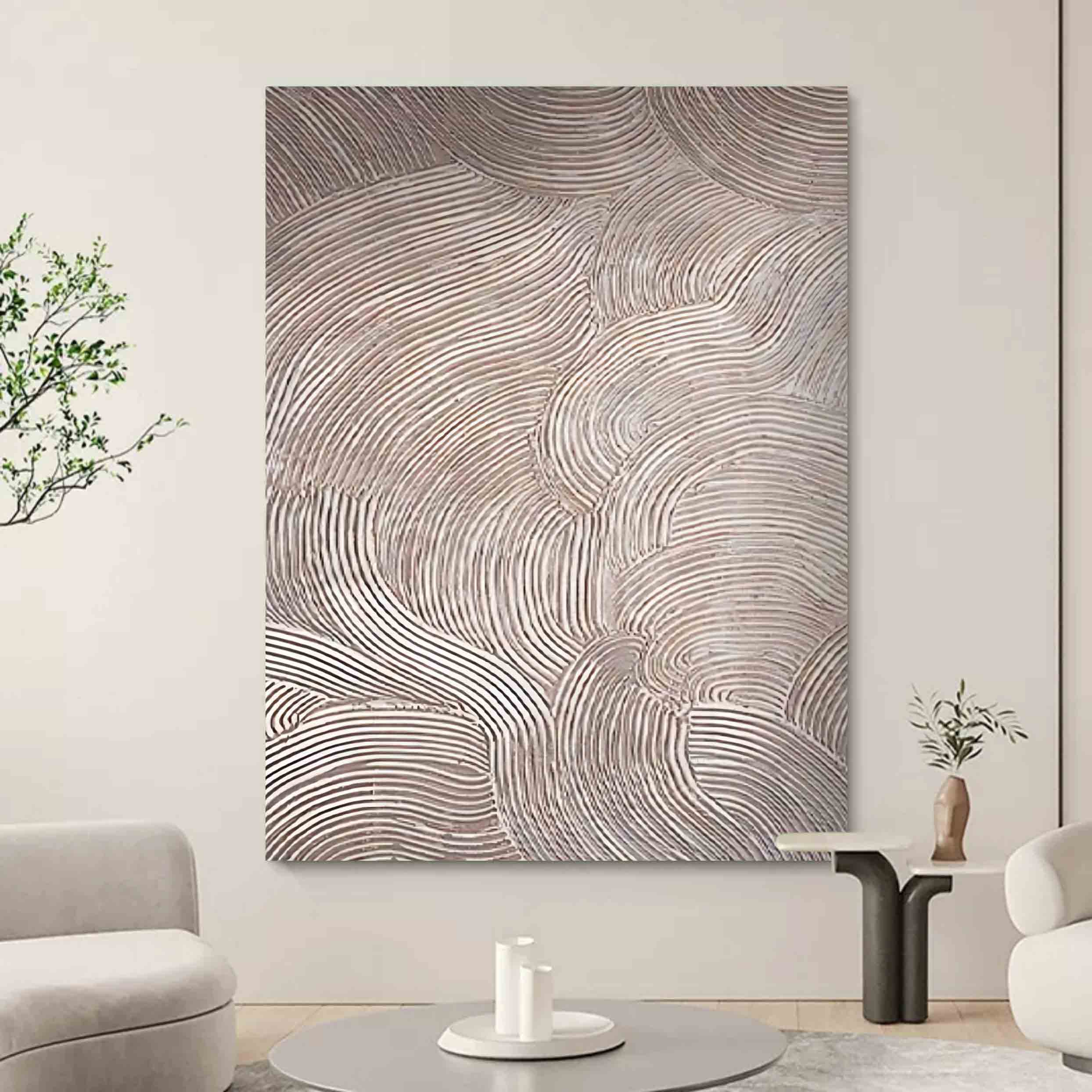 Wall Art Neutral Tone Swirl Line Abstract