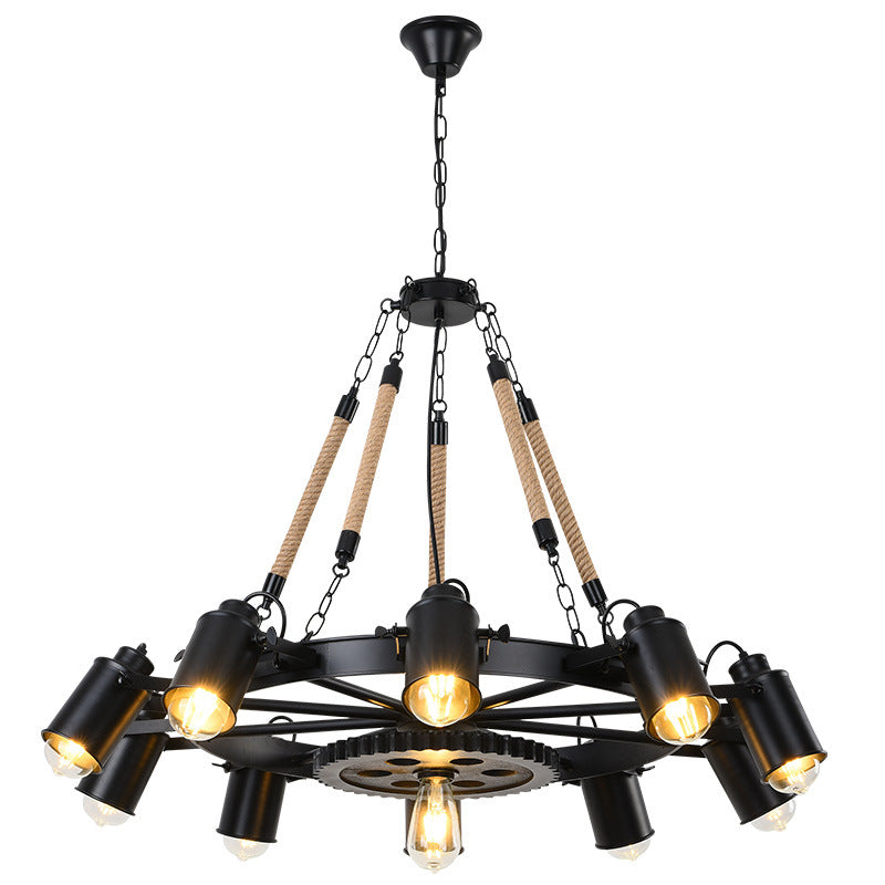 Epoch Industrial LED Pendant Light Black Metal/Rope Cafe/Bar - Neutralighting