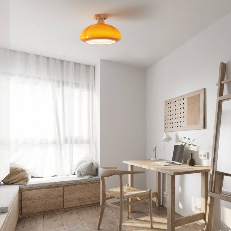 Valentina Modern LED Flush Mount Ceiling Light Glass Wood Living Room - Neutralighting