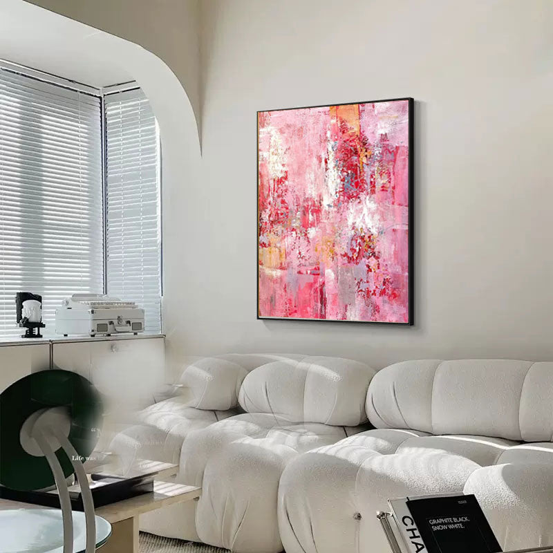Wall Art Pink Abstract Canvas Contemporary Texture Living Room | Neutralighting