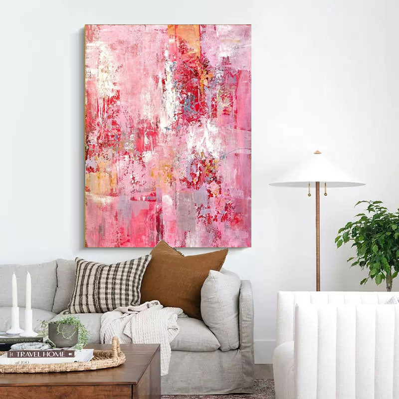 Wall Art Pink Abstract Canvas Contemporary Texture Living Room | Neutralighting