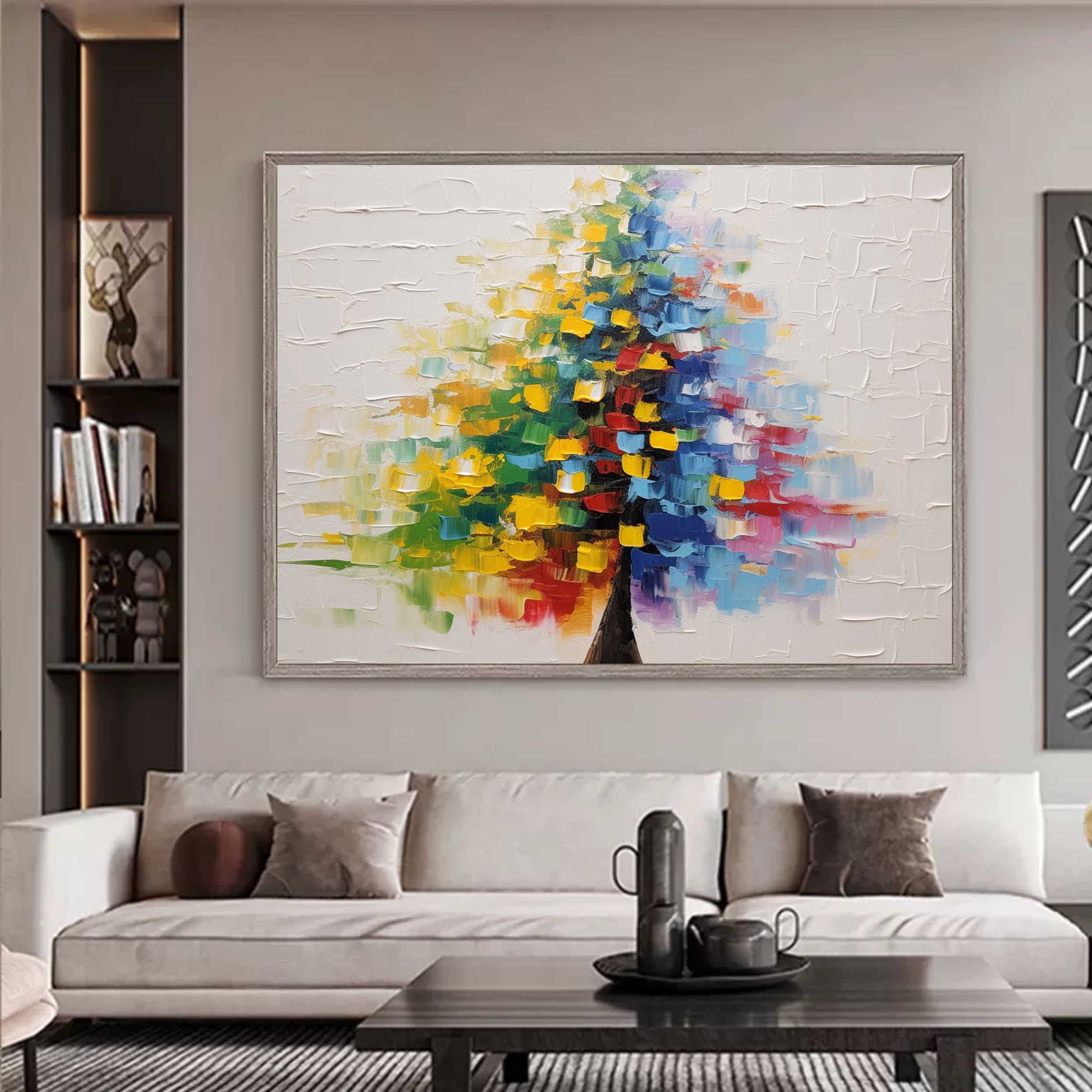 Wall Art Colorful Tree Palette Knife Canvas