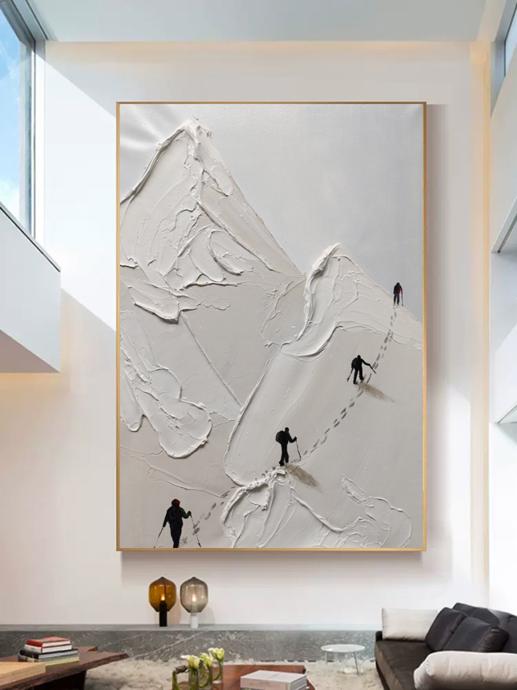 Skier Plaster Art Texture Painting - Letslighting