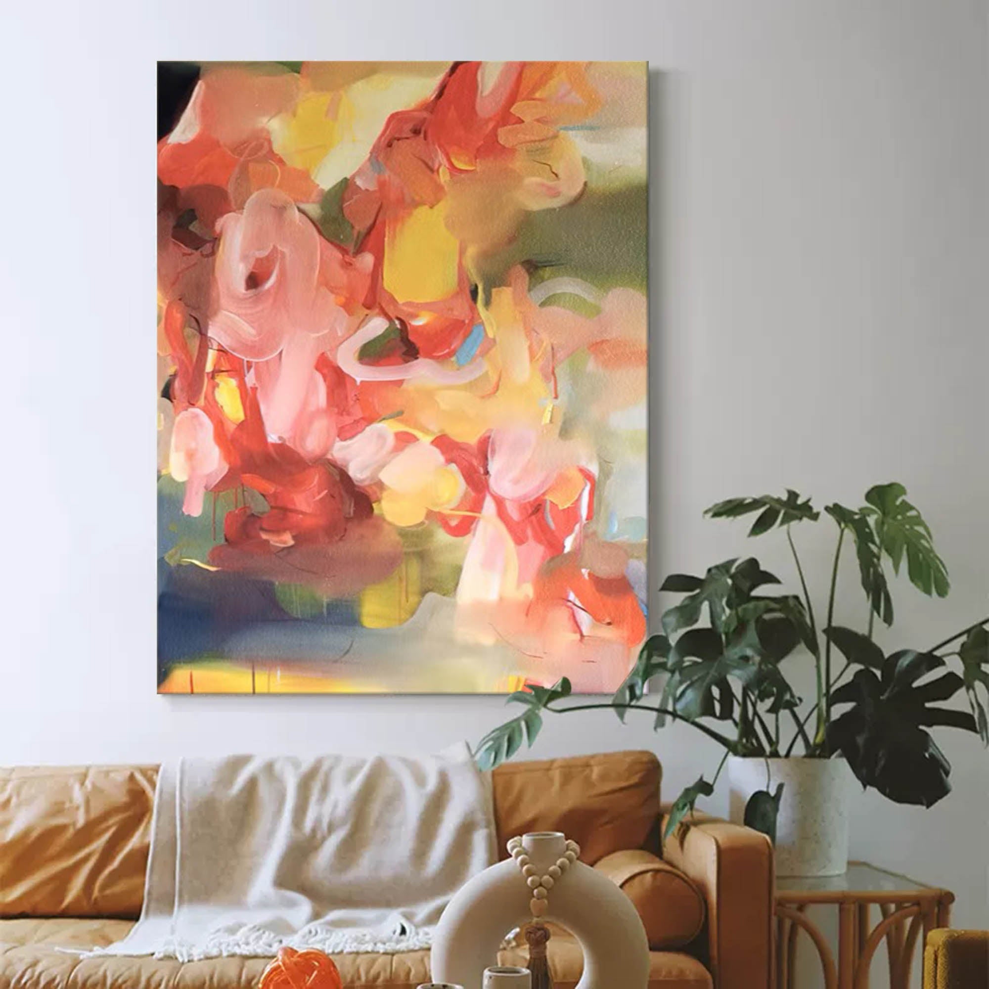 Vibrant Impasto Abstract Floral Canvas Wall Art
