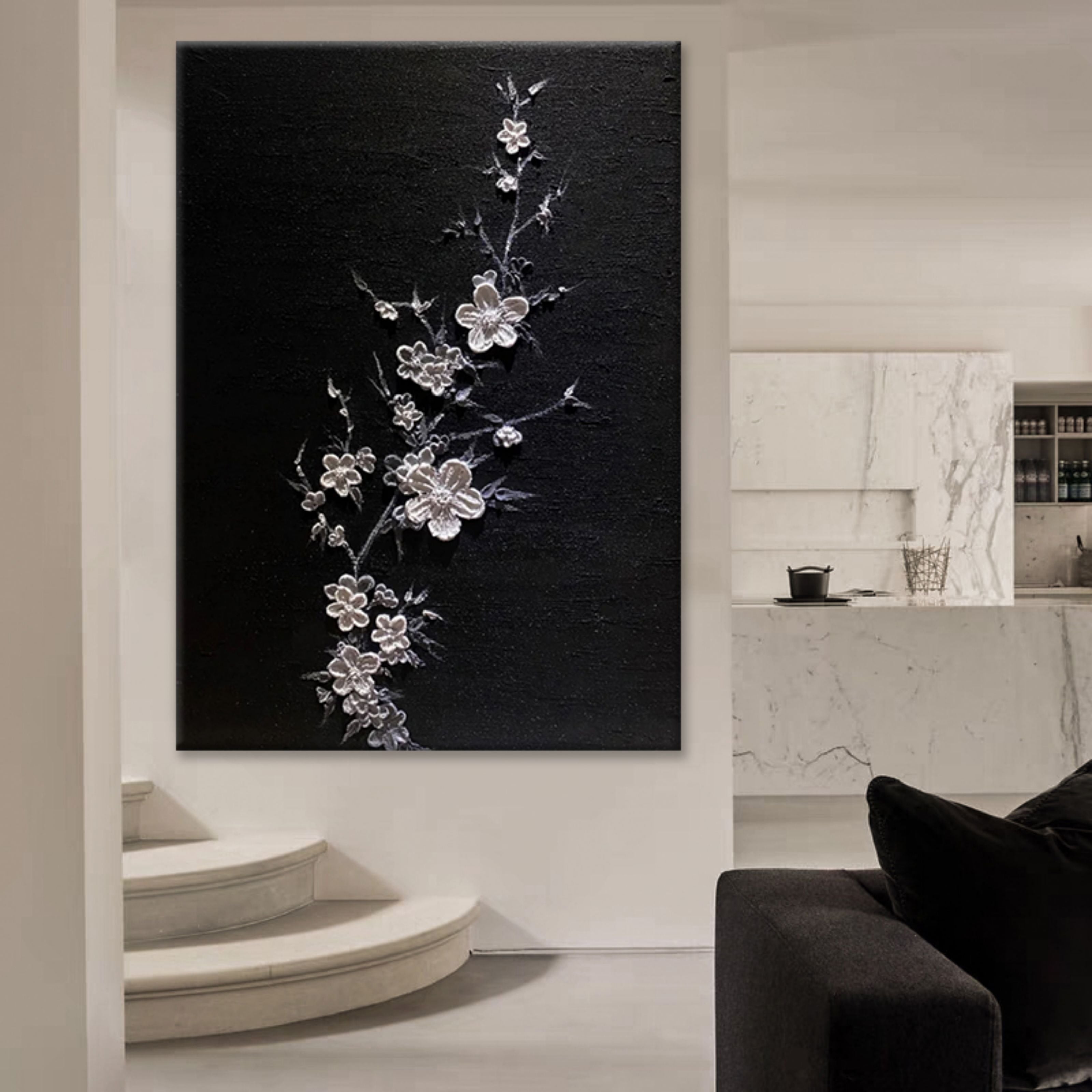 Wall Art Sculpted Flower Calm Serene Modern