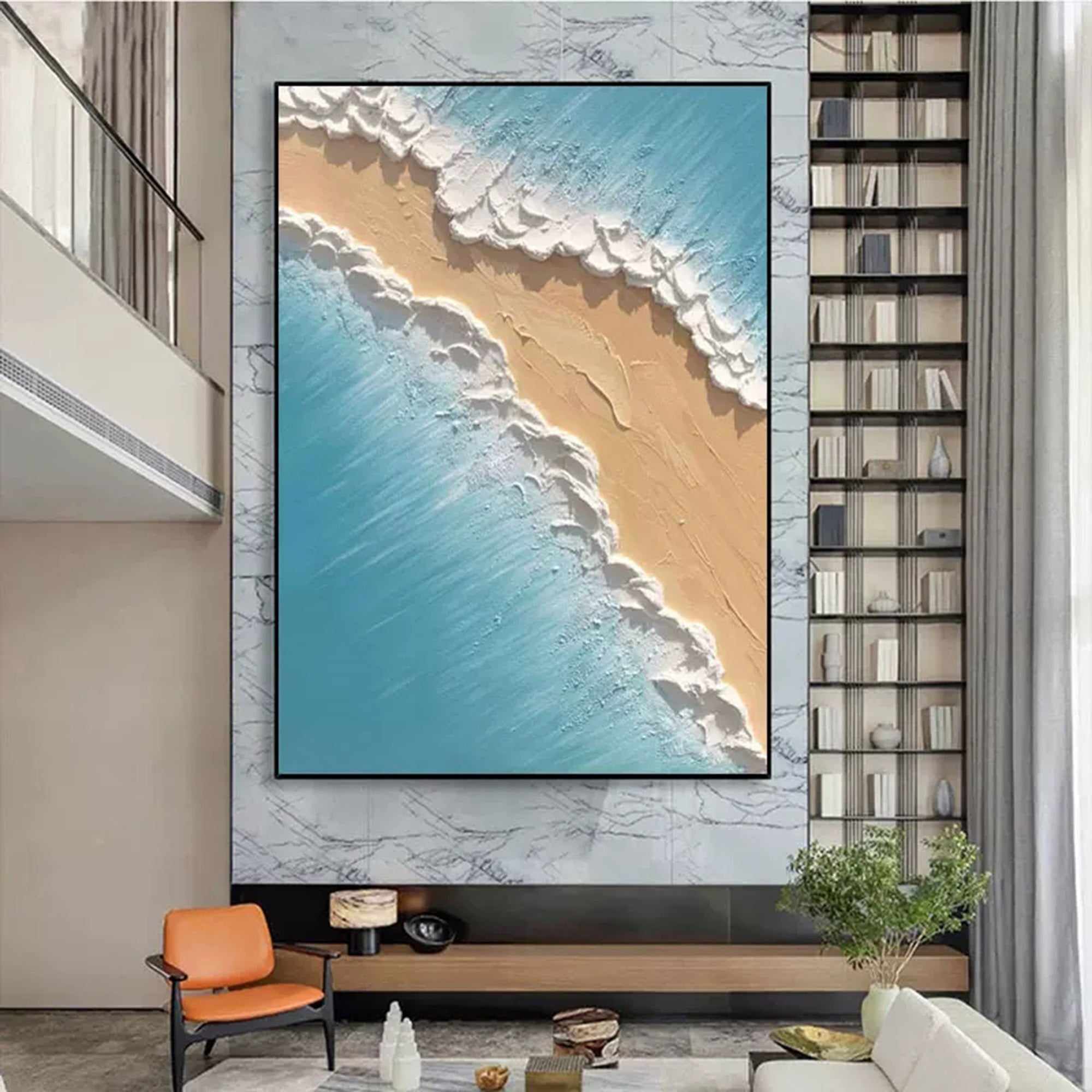Wall Art Textured Coastal Beach Wave Seascape