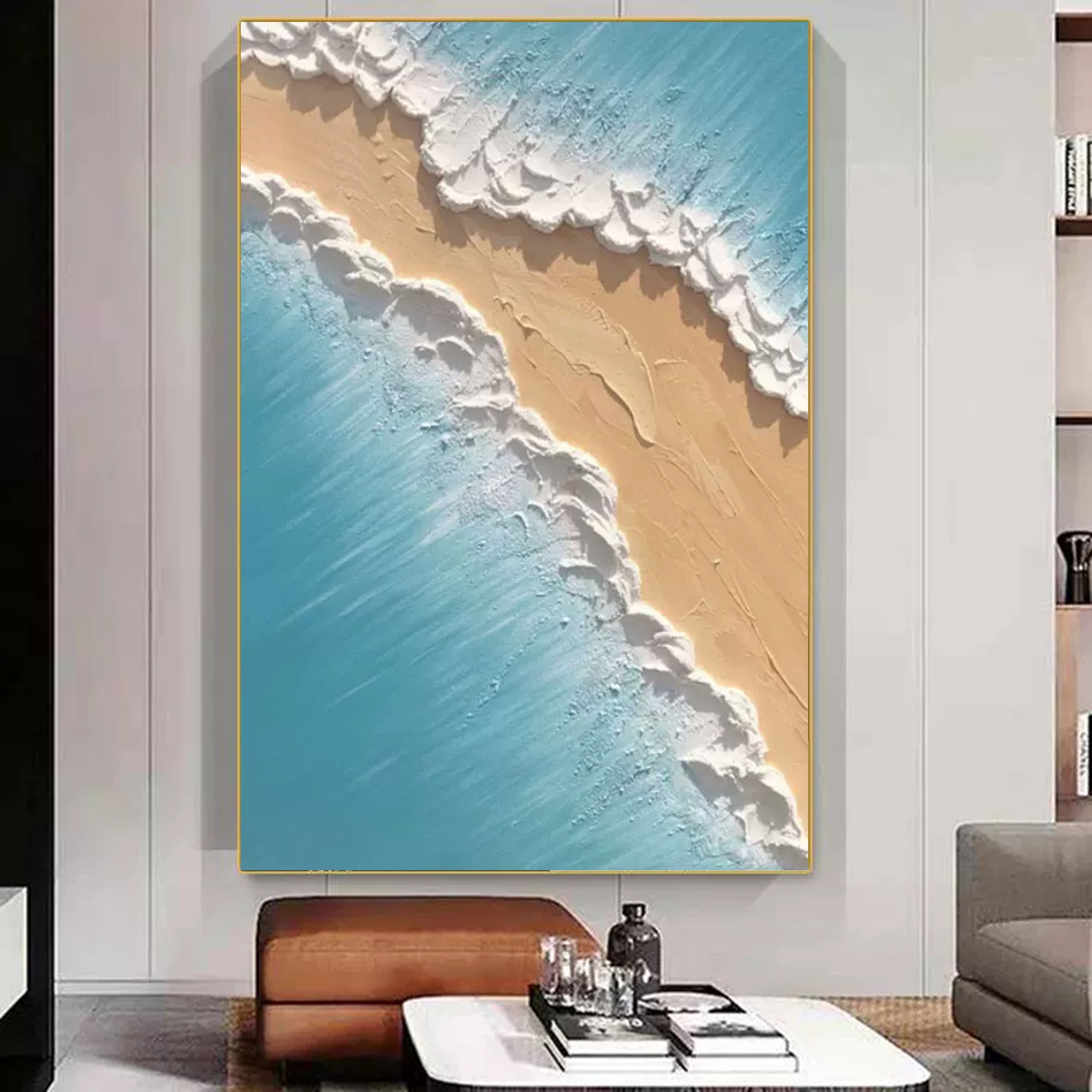 Wall Art Textured Coastal Beach Wave Seascape