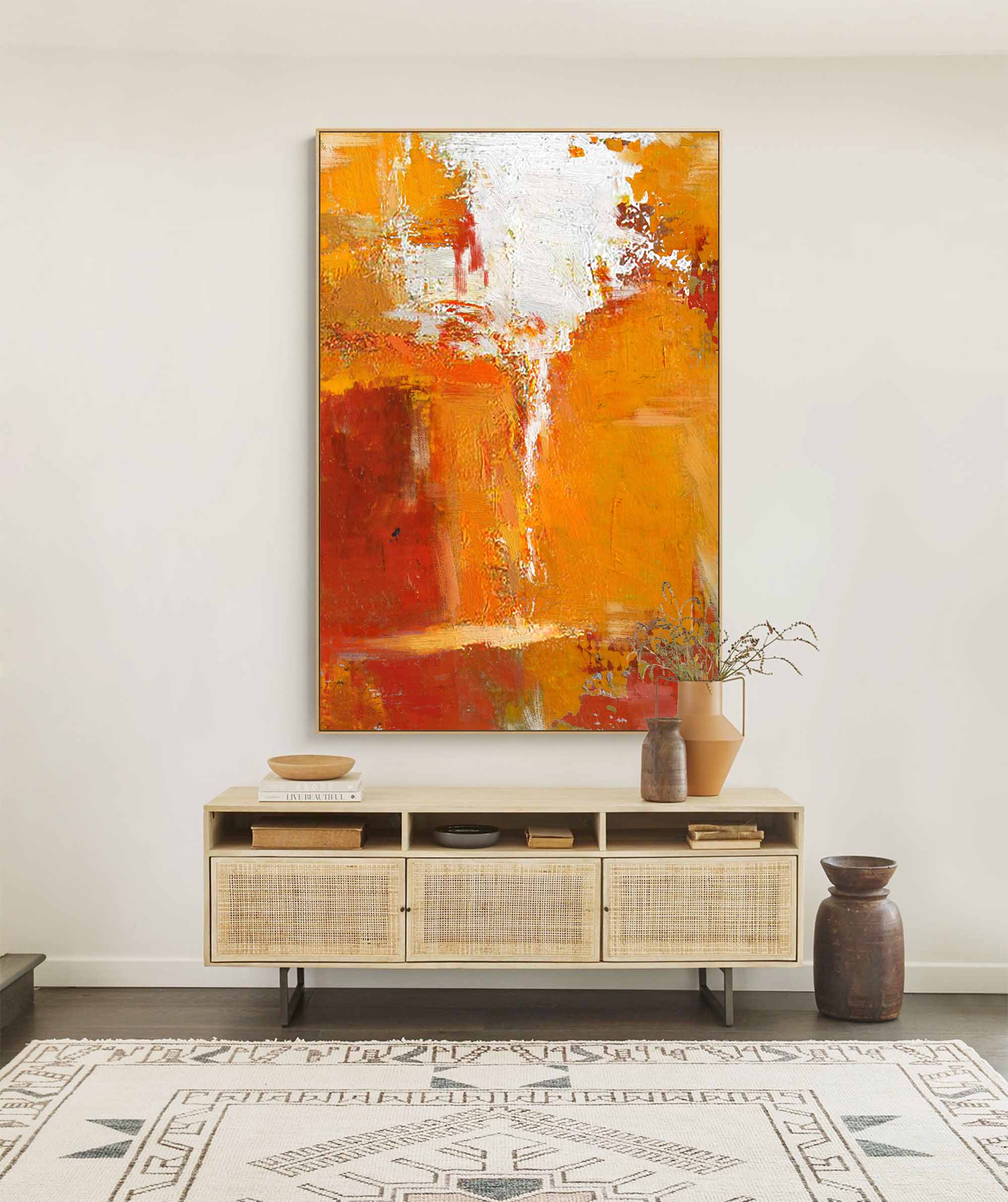 Wall Art Contemporary Color Block Orange