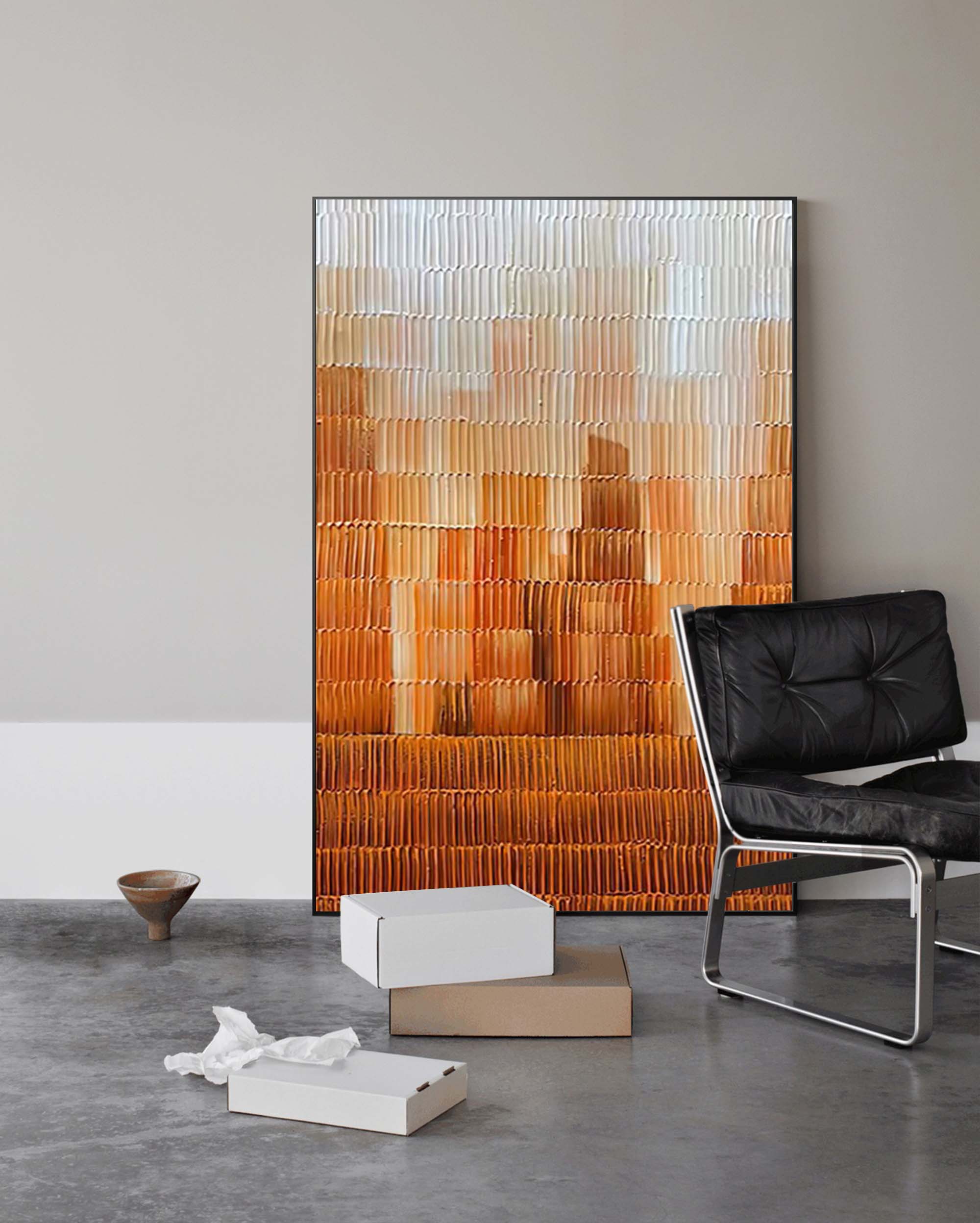 Warm orange‑brown gradient canvas wall art