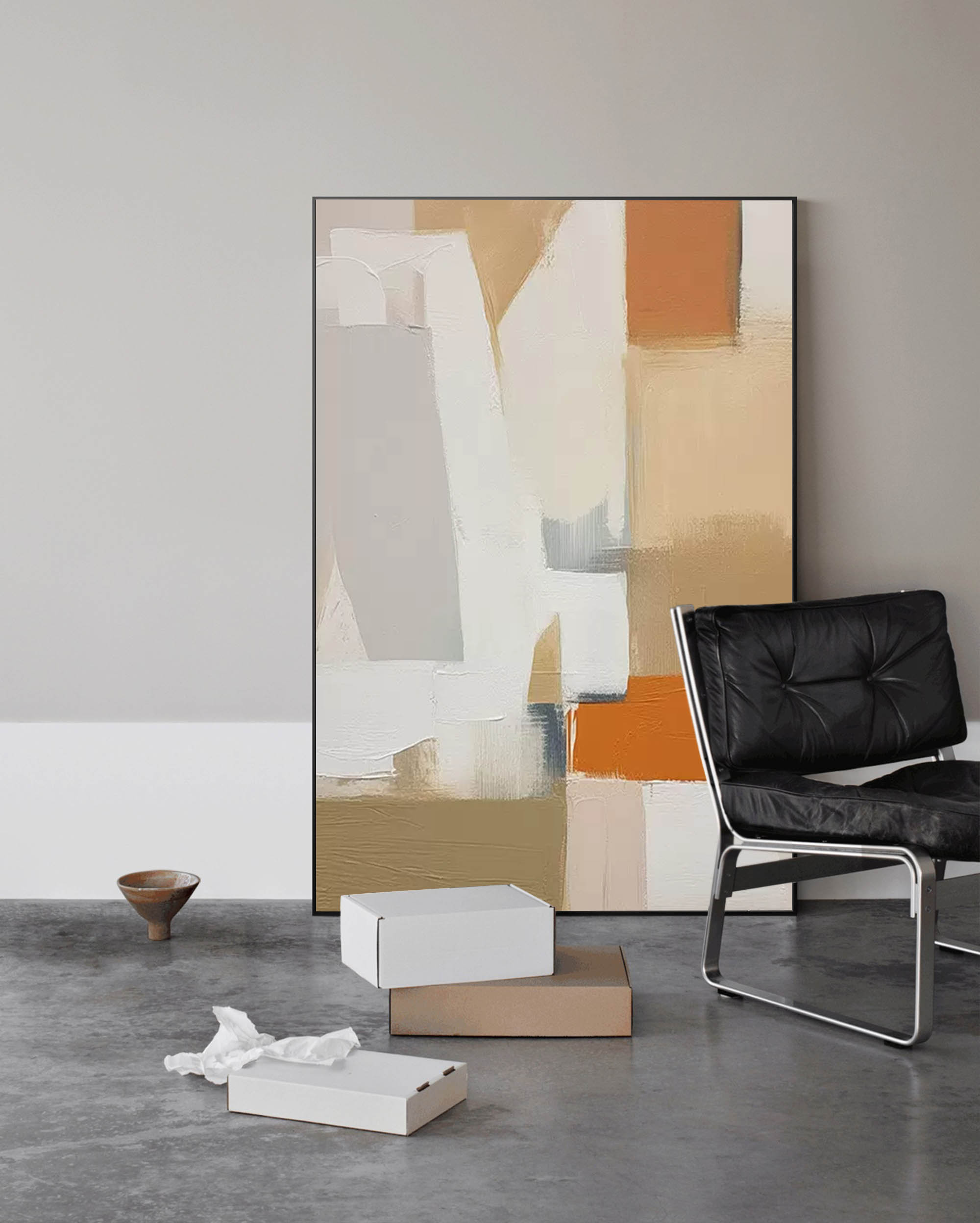 Wall Art Geometric Neutral Modern Raw