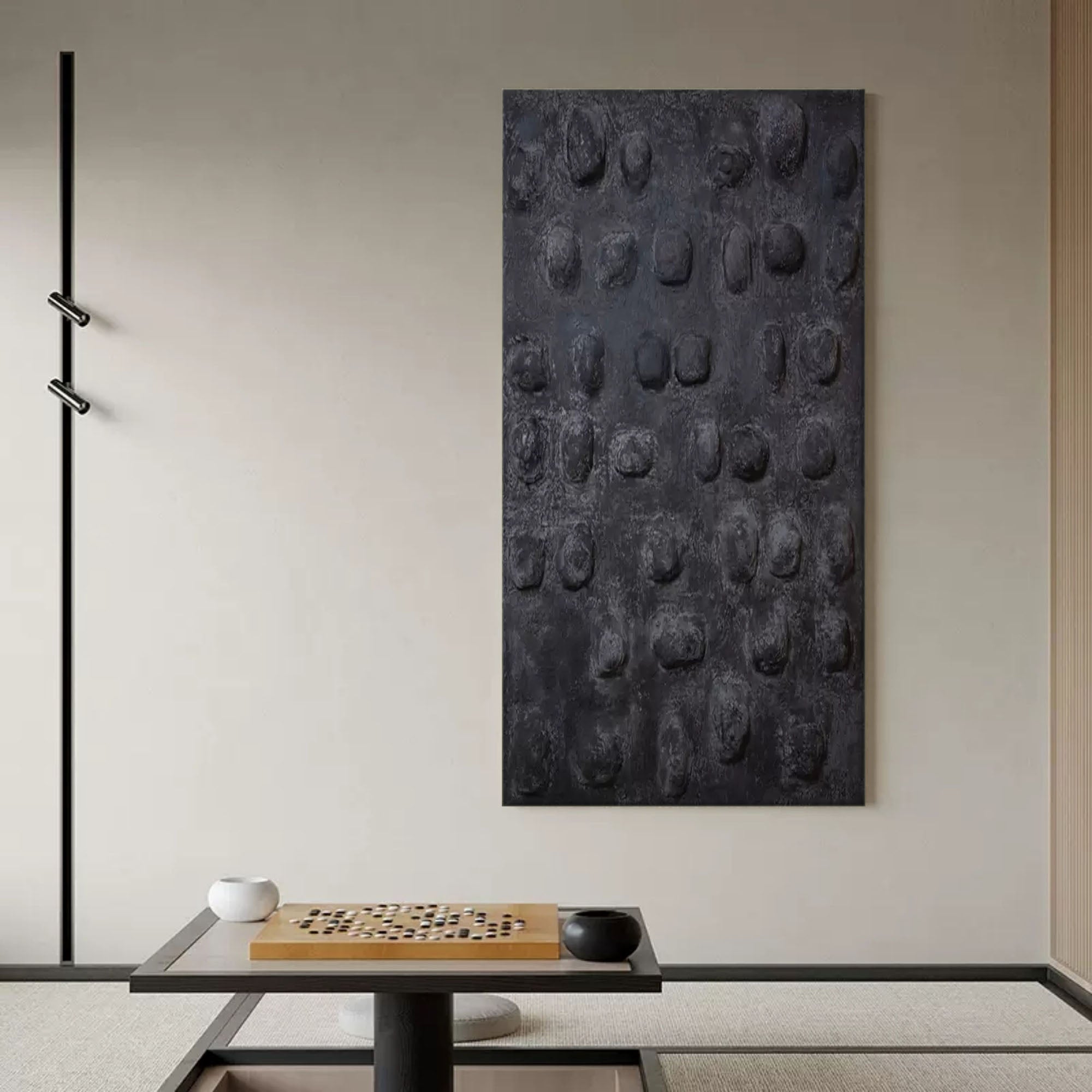 Plaster Art Dark Textured Stone Pattern Abstract Painting