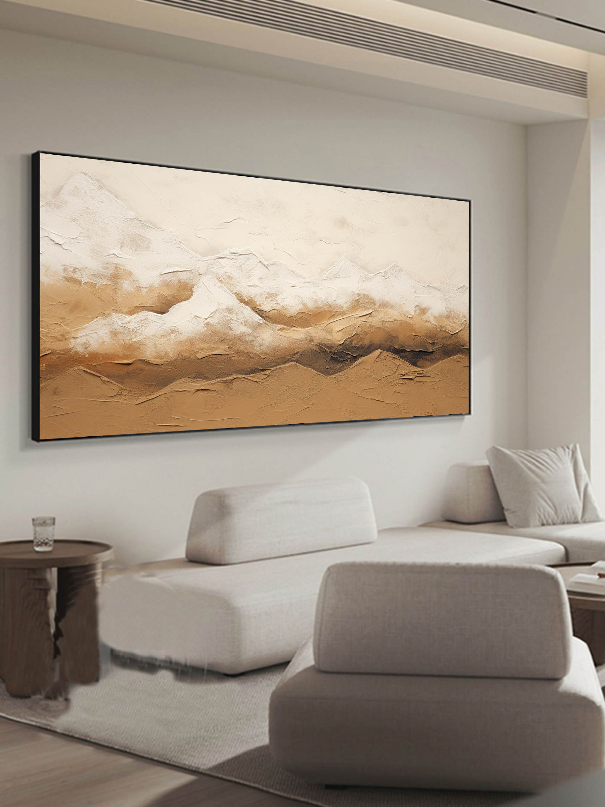 Wall Art Beige Mountain Plaster Landscape Canvas