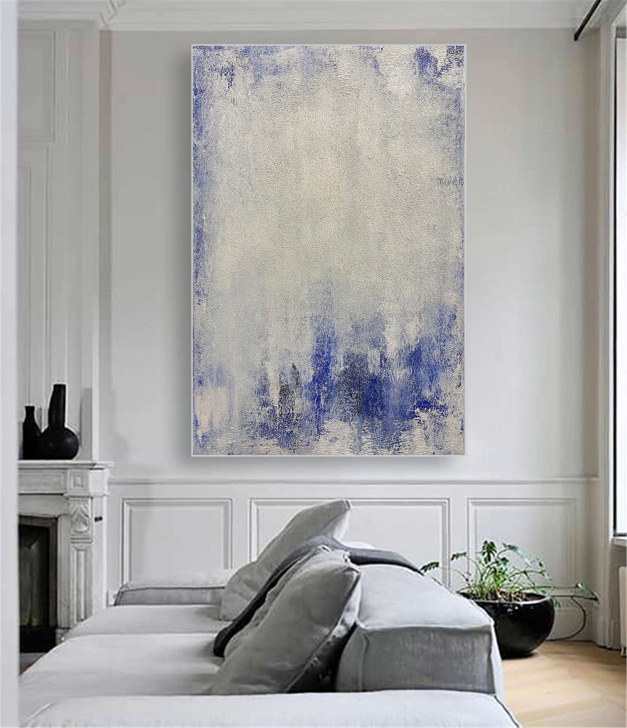 Blue White Minimalist Painting
