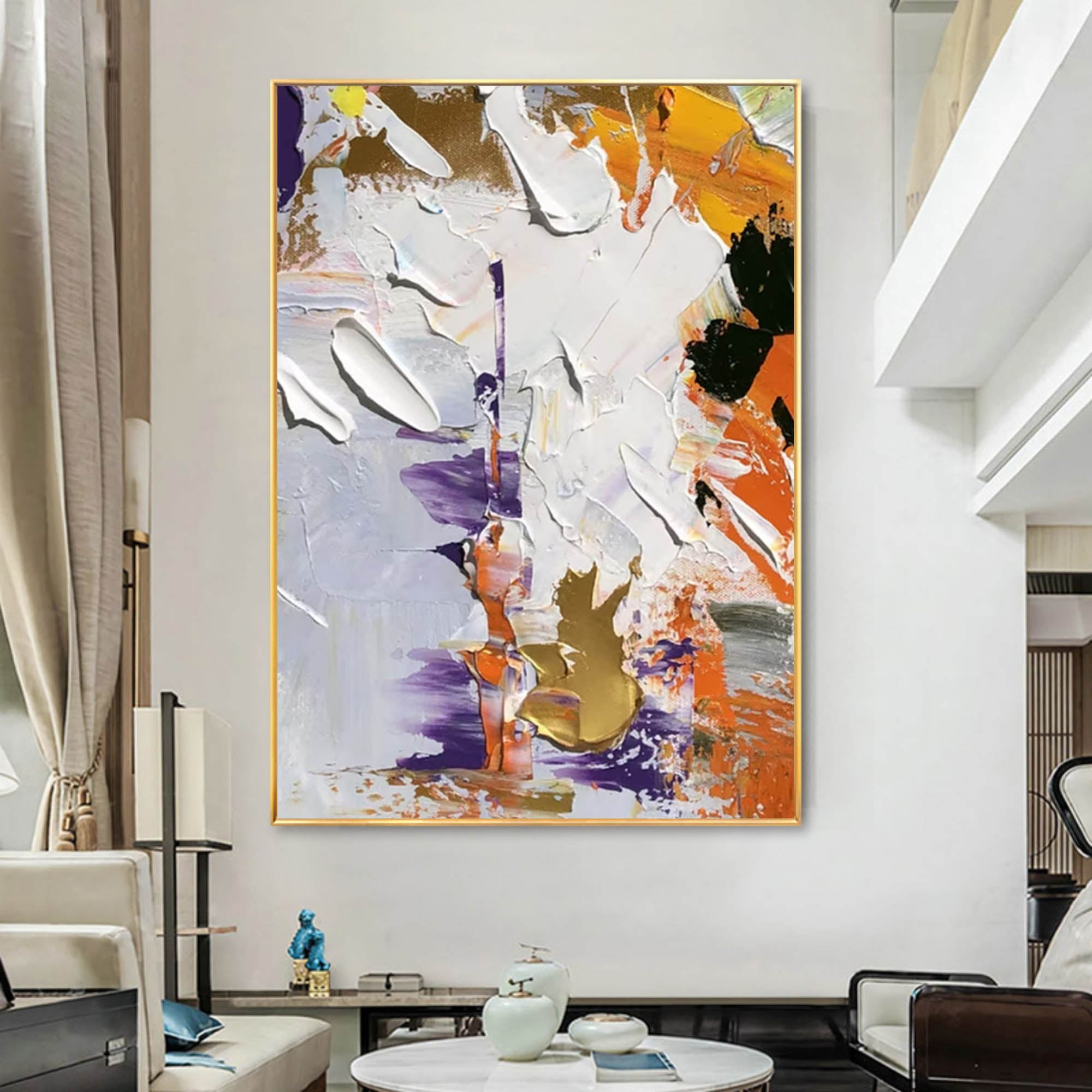 Wall Art Bold Orange Purple Gold Abstract