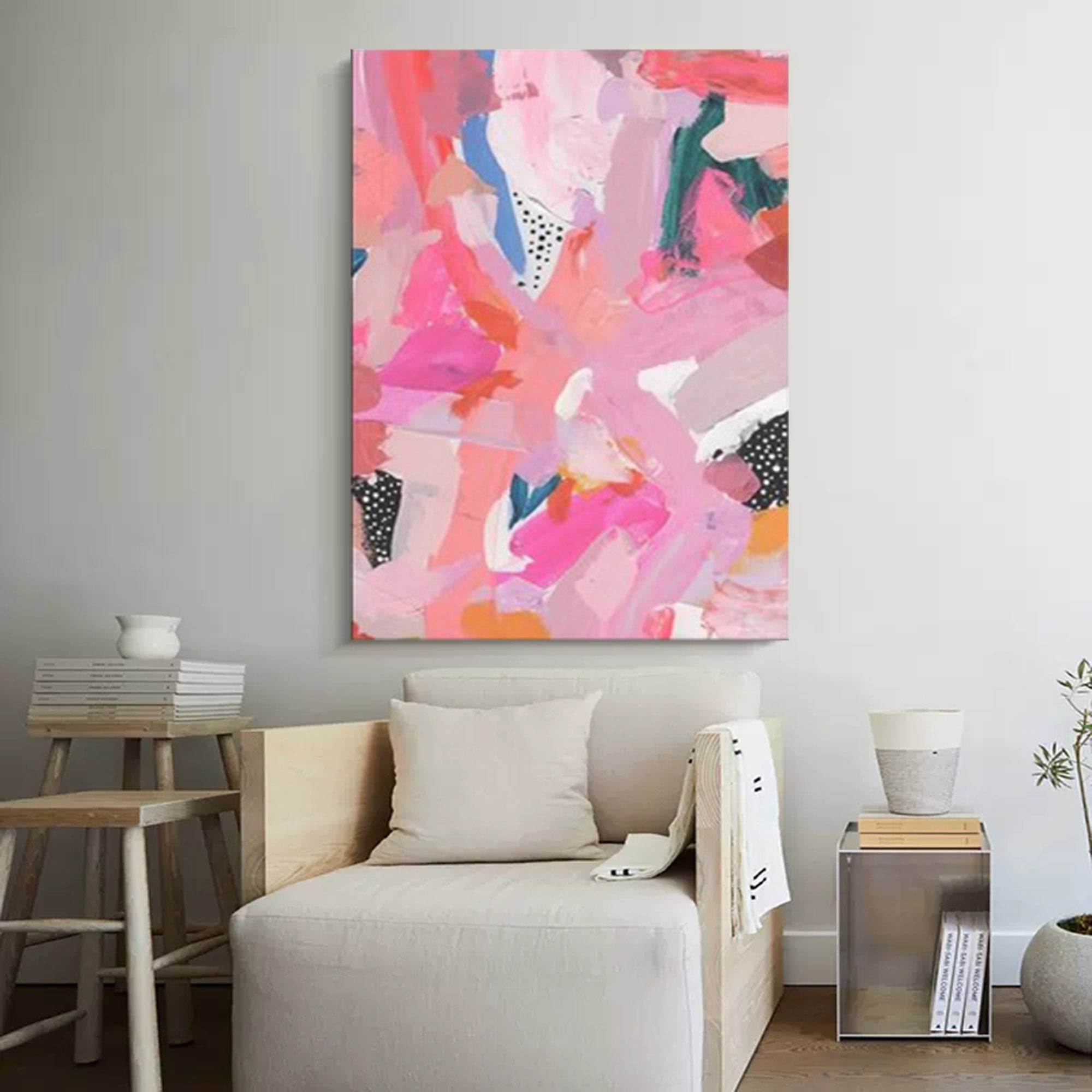 Vibrant Pink Abstract Canvas Wall Art
