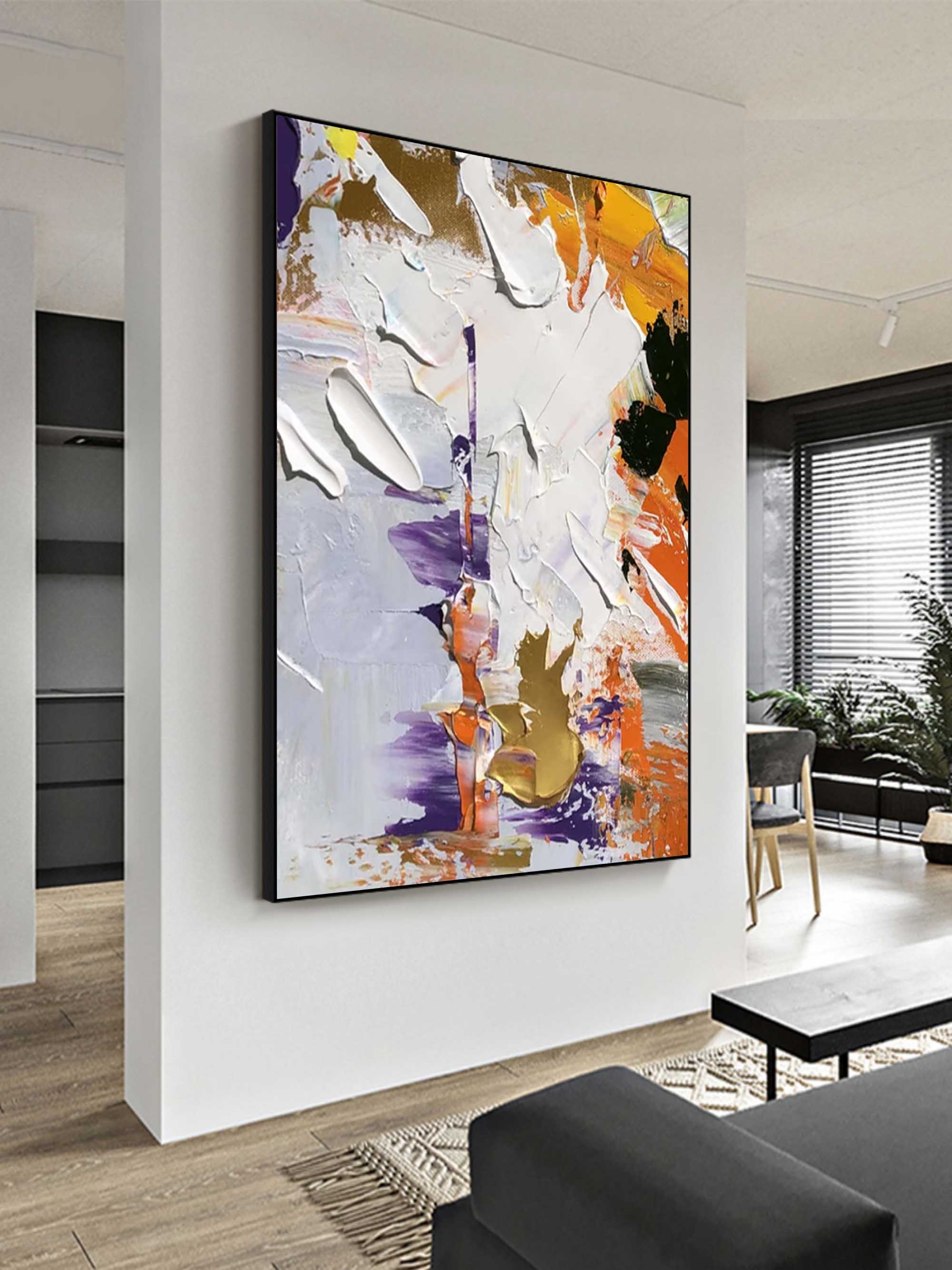 Wall Art Bold Orange Purple Gold Abstract