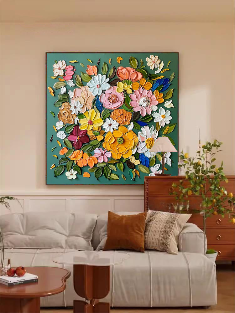 Wall Art Impasto Flower Contemporary Cheerful