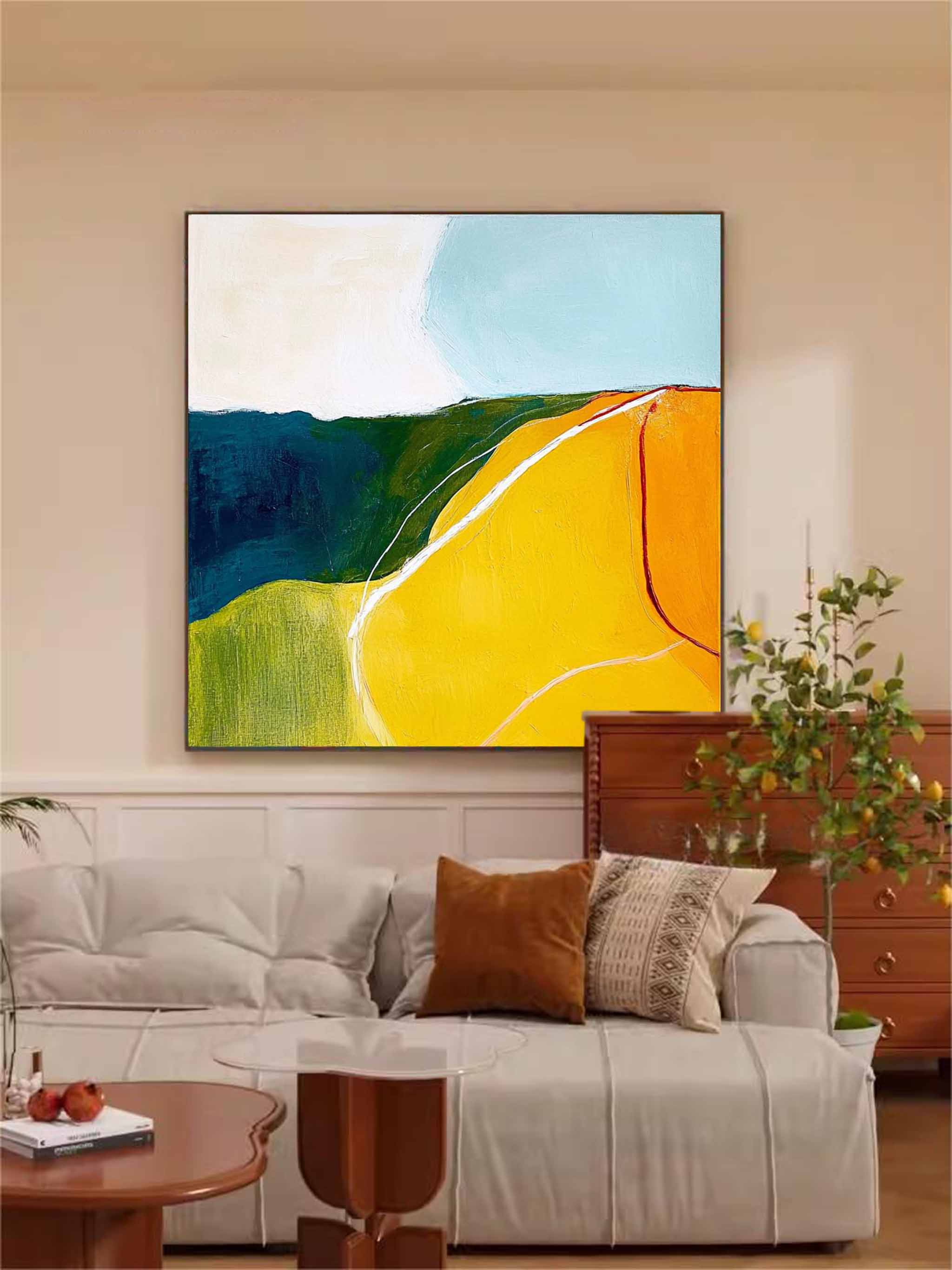 Wall Art Minimalist Curved Color Block Landscape
