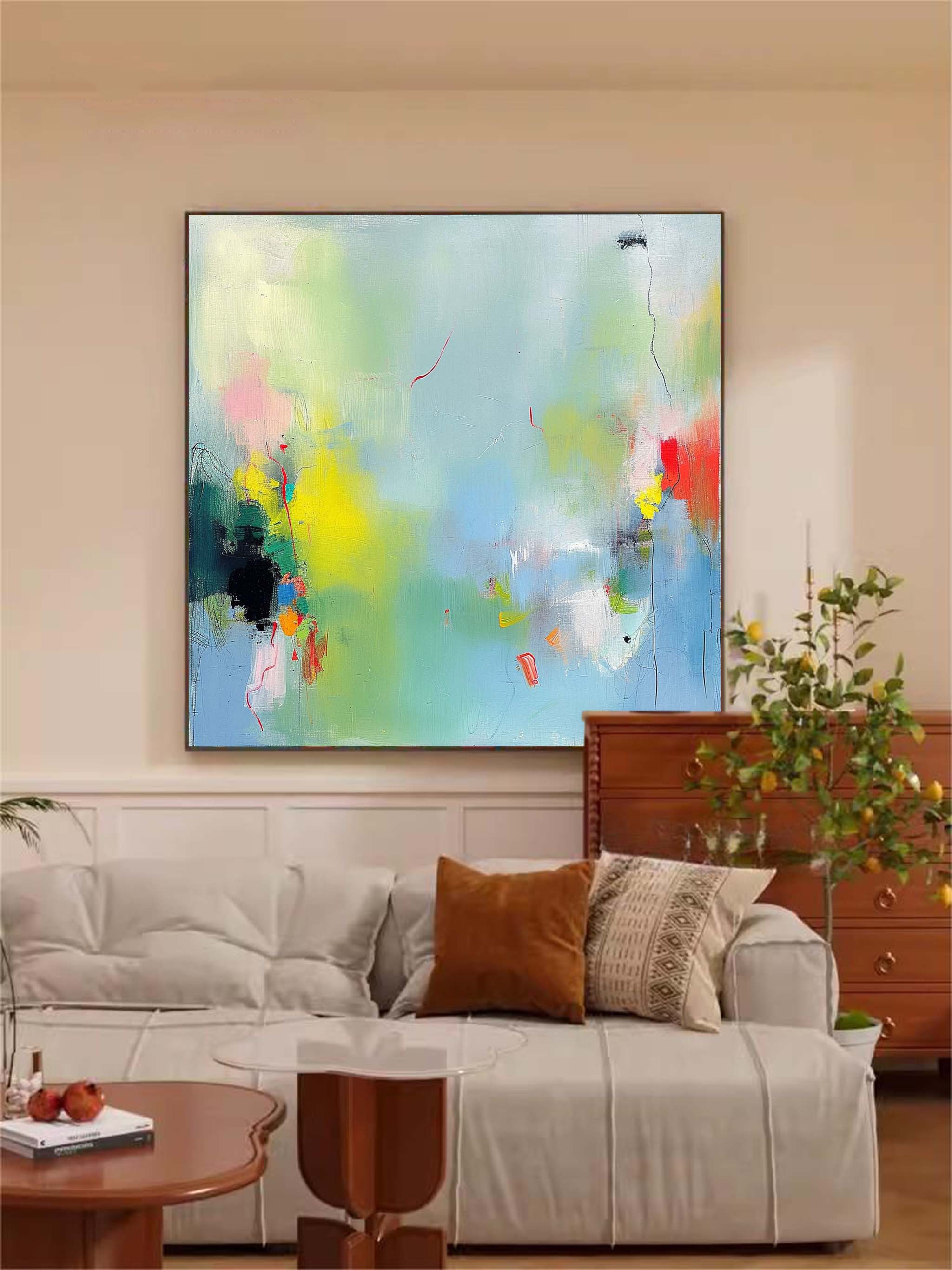Wall Art Painterly Soft Fluid Abstract Serene