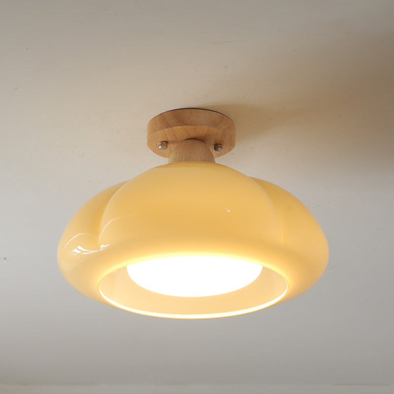 Valentina Modern LED Flush Mount Ceiling Light Glass Wood Living Room - Neutralighting