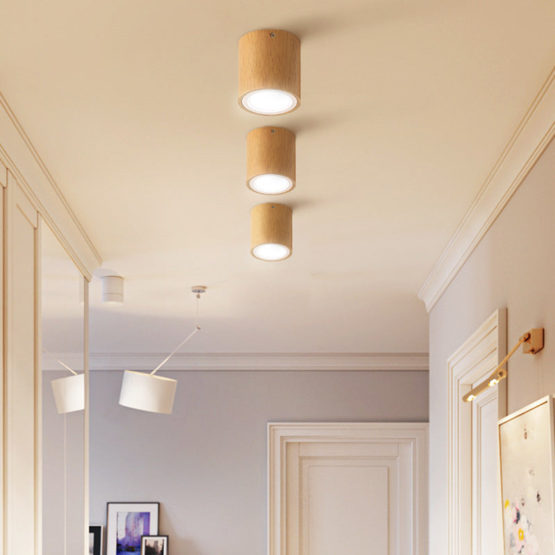 Muto Modern Wood Ceiling Light, Cylindrical, Corridor/Balcony - Neutralighting