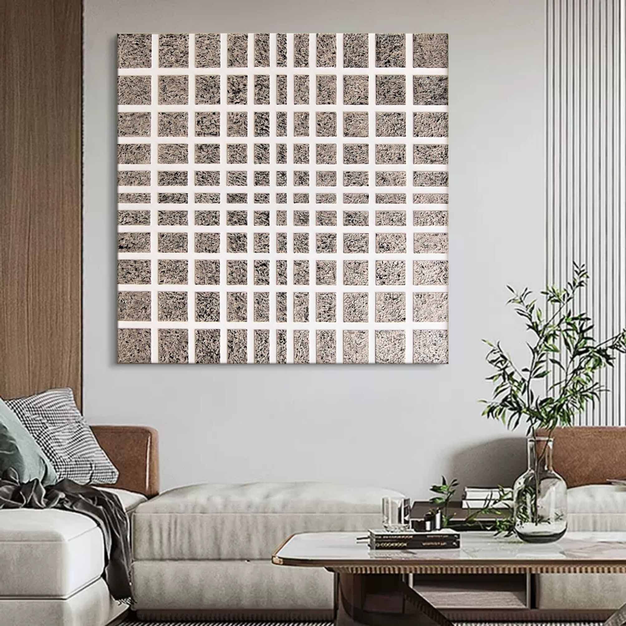 Wall Art Square Abstract Textured Grid