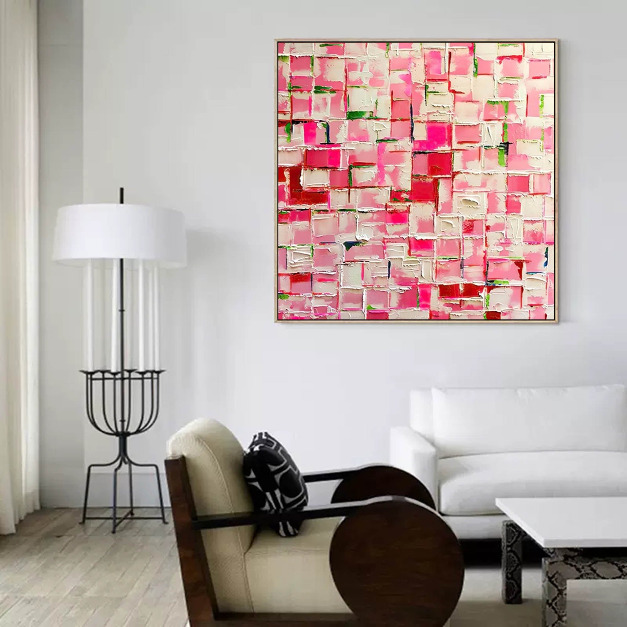 Pink Mosaic Abstract Wall Art