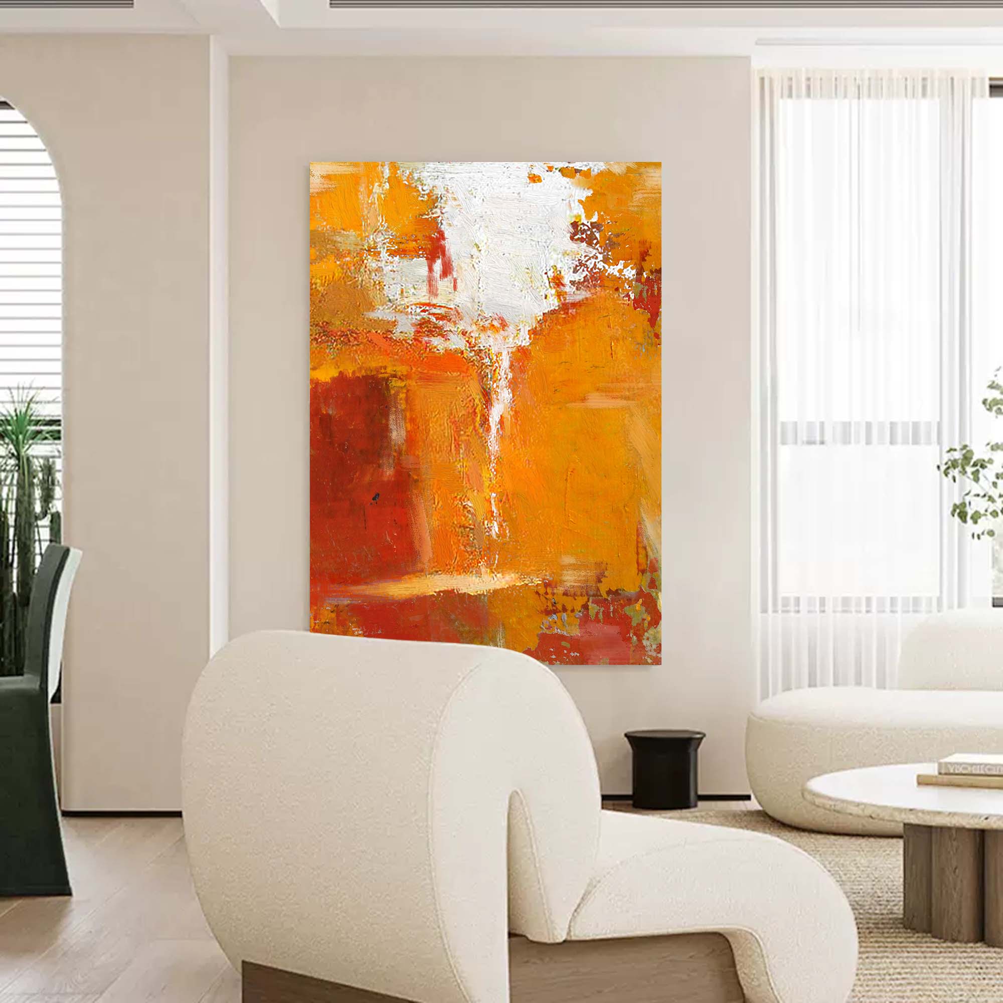Wall Art Contemporary Color Block Orange