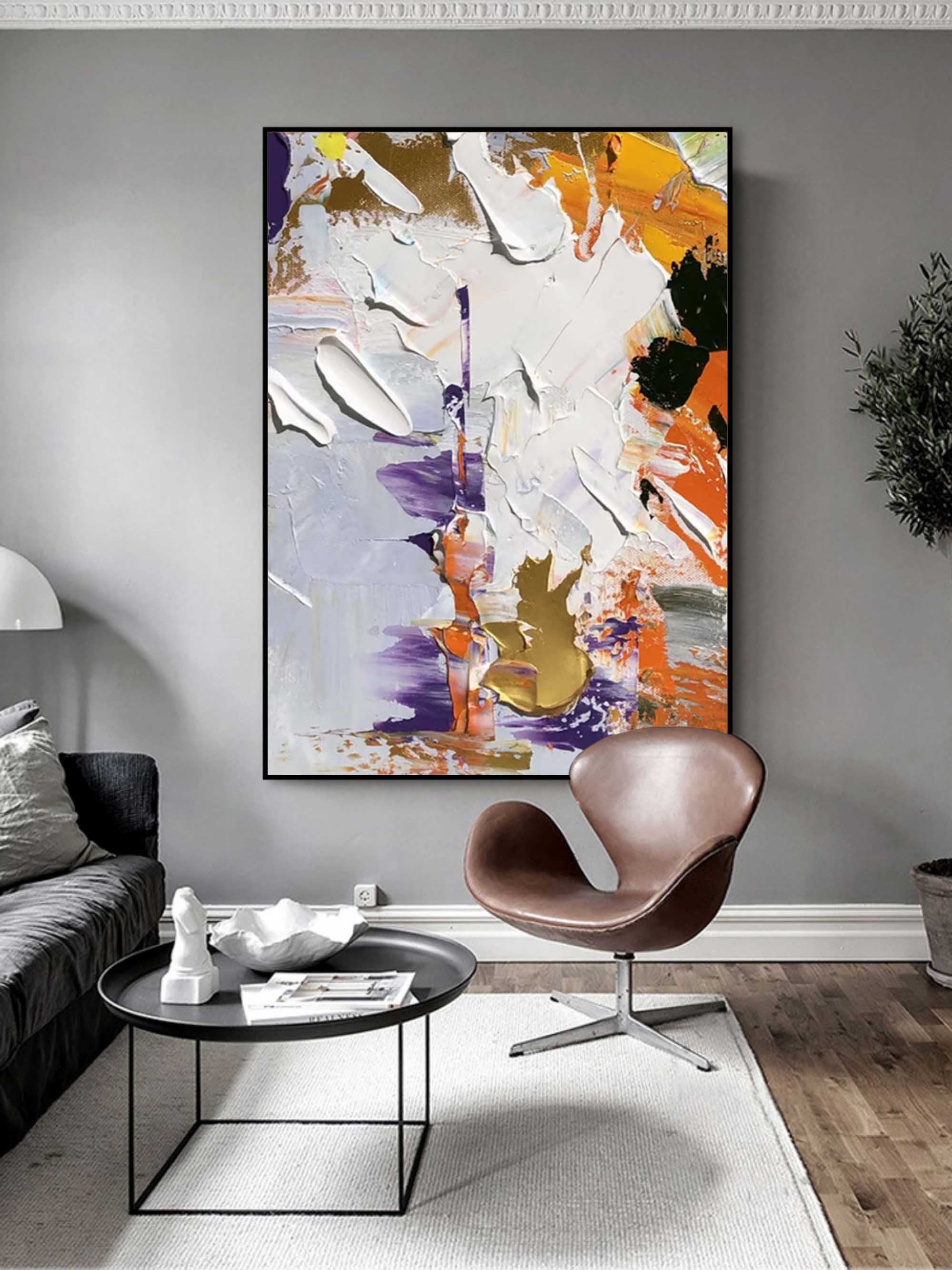 Wall Art Bold Orange Purple Gold Abstract