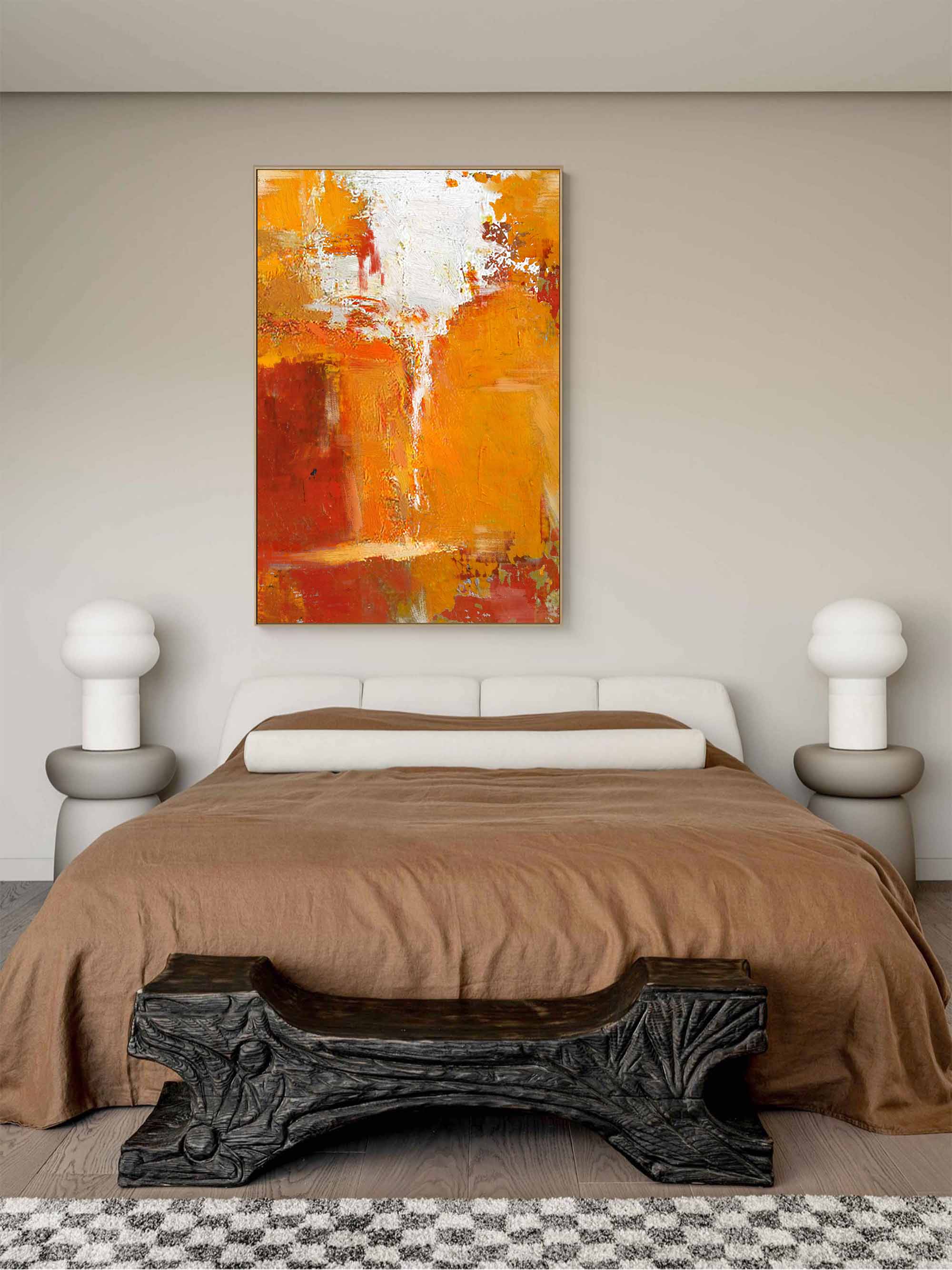 Wall Art Contemporary Color Block Orange