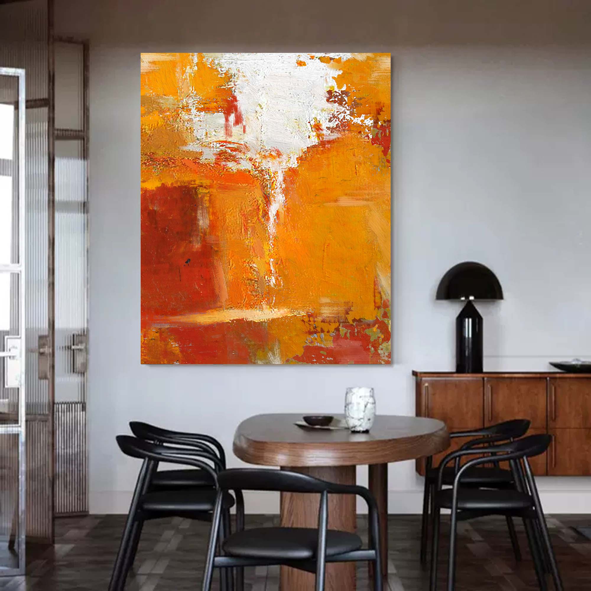Wall Art Contemporary Color Block Orange