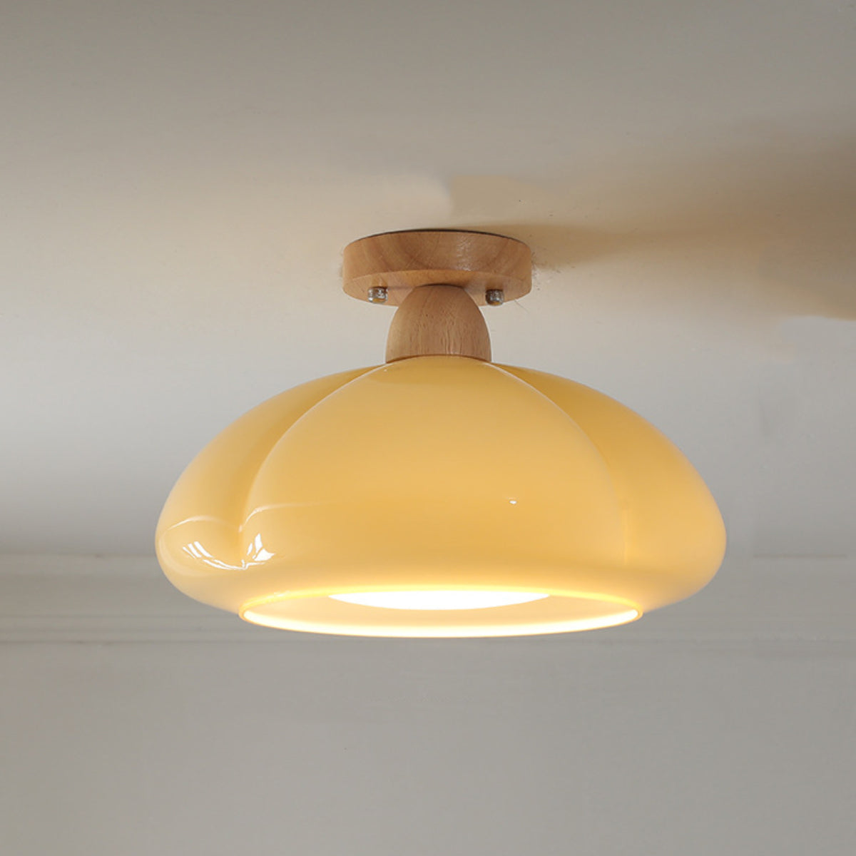 Valentina Modern LED Flush Mount Ceiling Light Glass Wood Living Room - Neutralighting