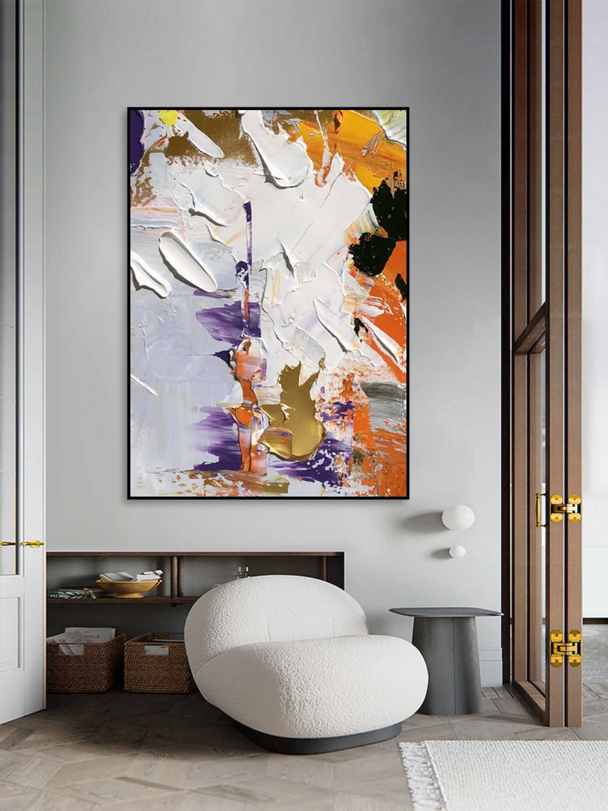 Wall Art Bold Orange Purple Gold Abstract