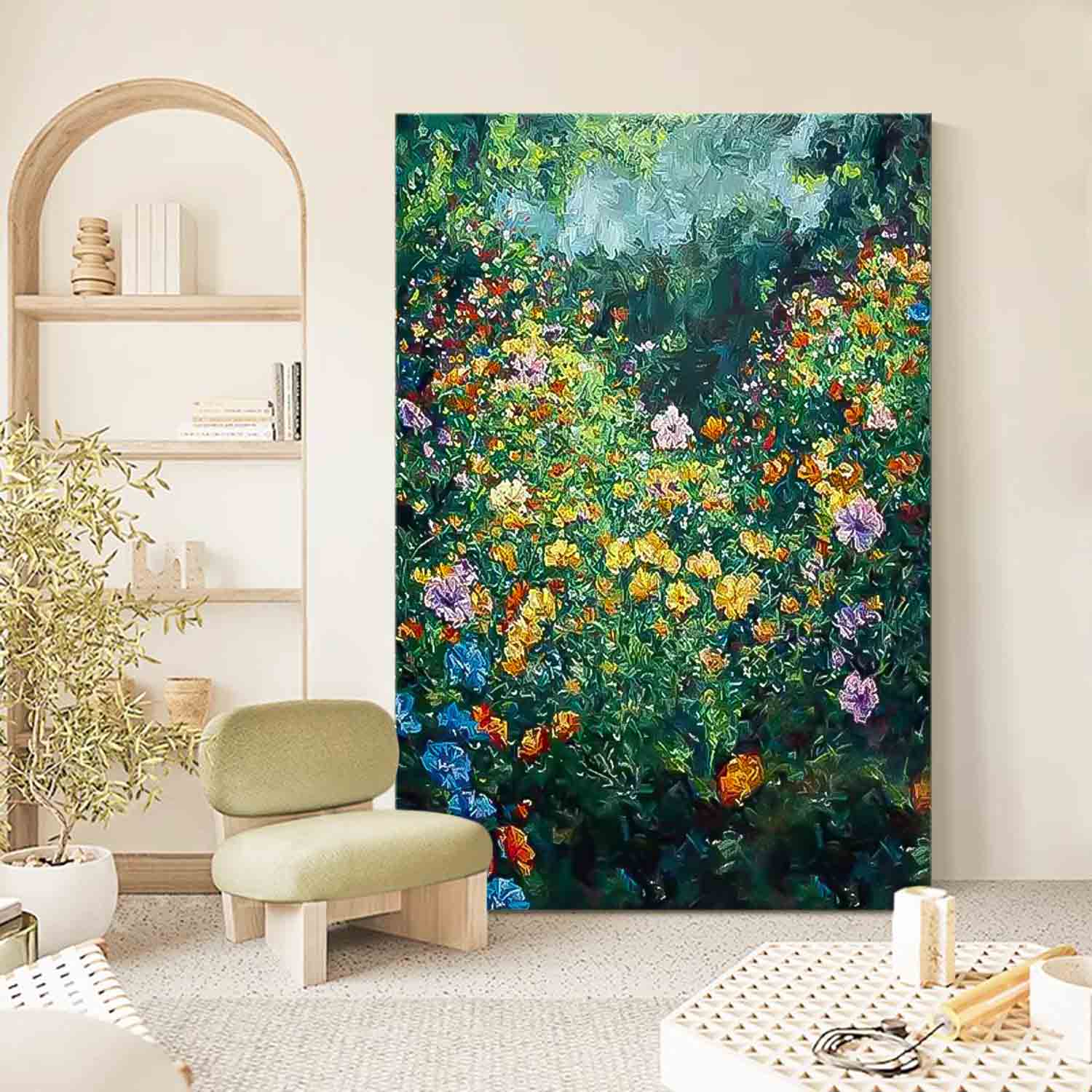 Lush Wildflower Garden Abstract Wall Art