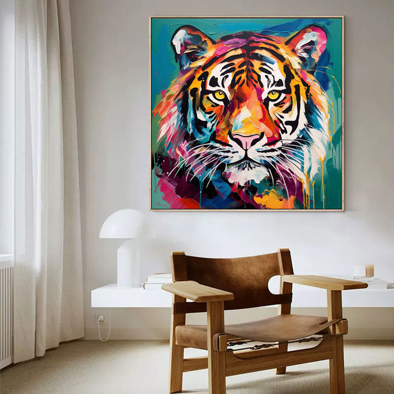 Neon Hued Tiger Portrait Wall Art