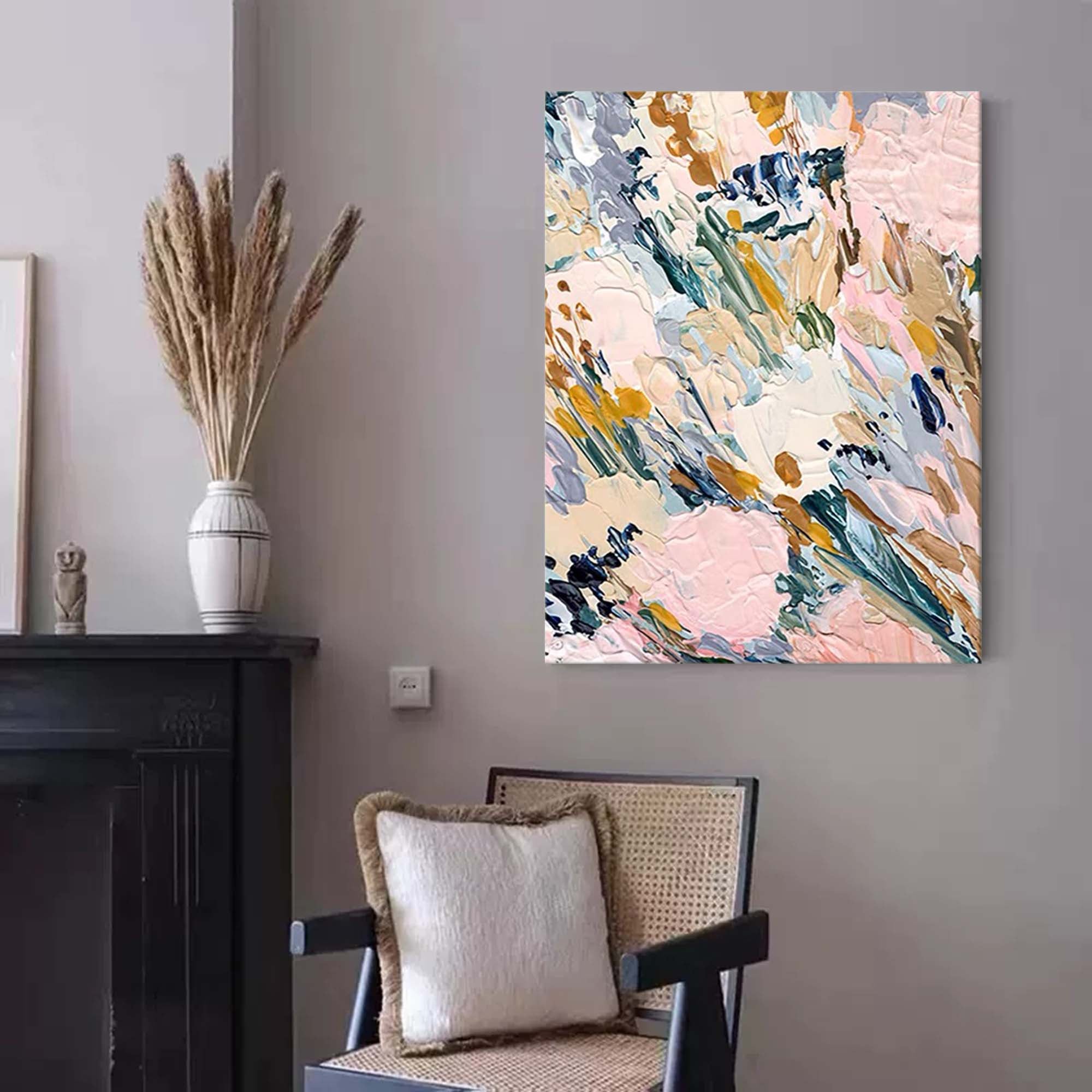 Soft Pastel Abstract Landscape Canvas Wall Art