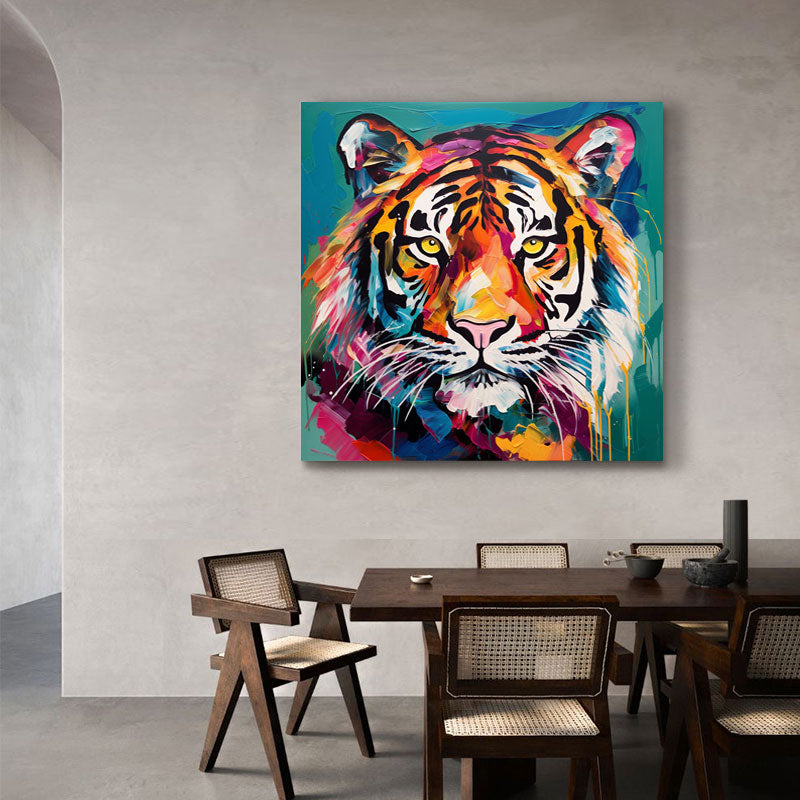 Neon Hued Tiger Portrait Wall Art