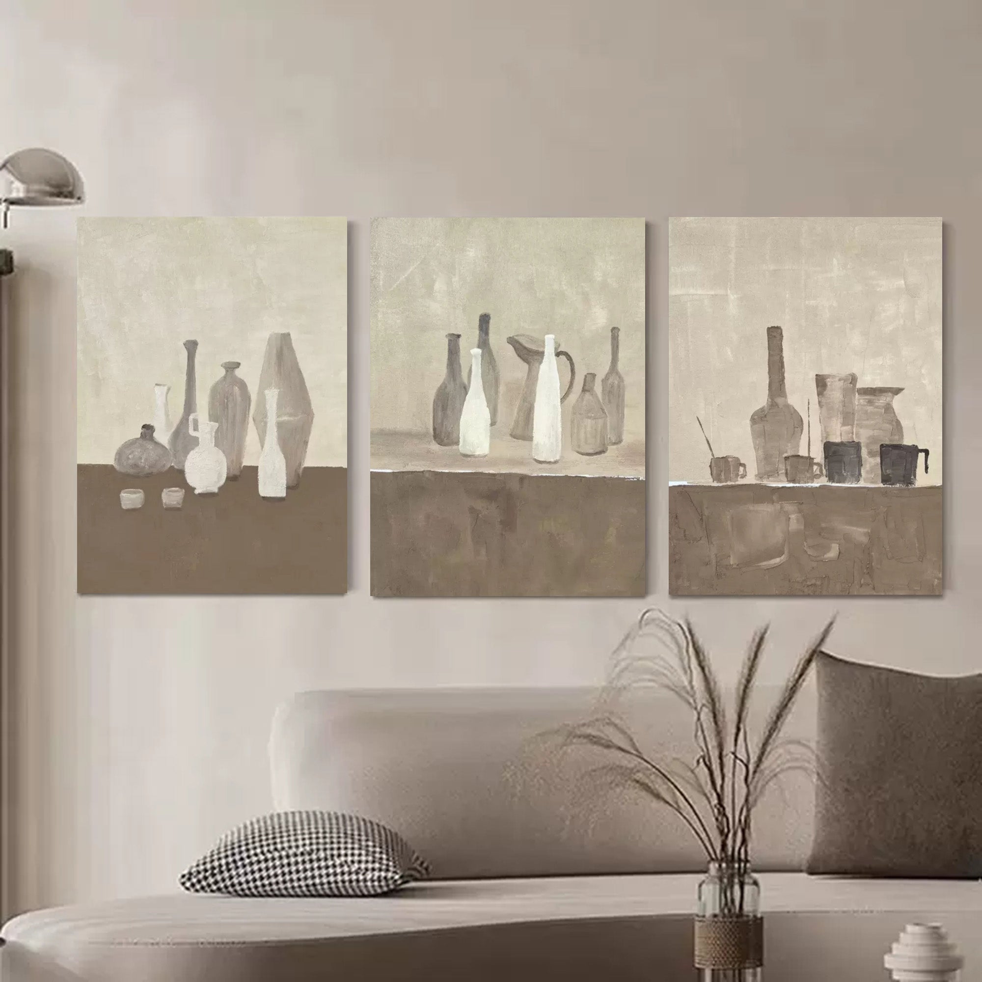 Wall Art Triptych Abstract Cityscape Warm