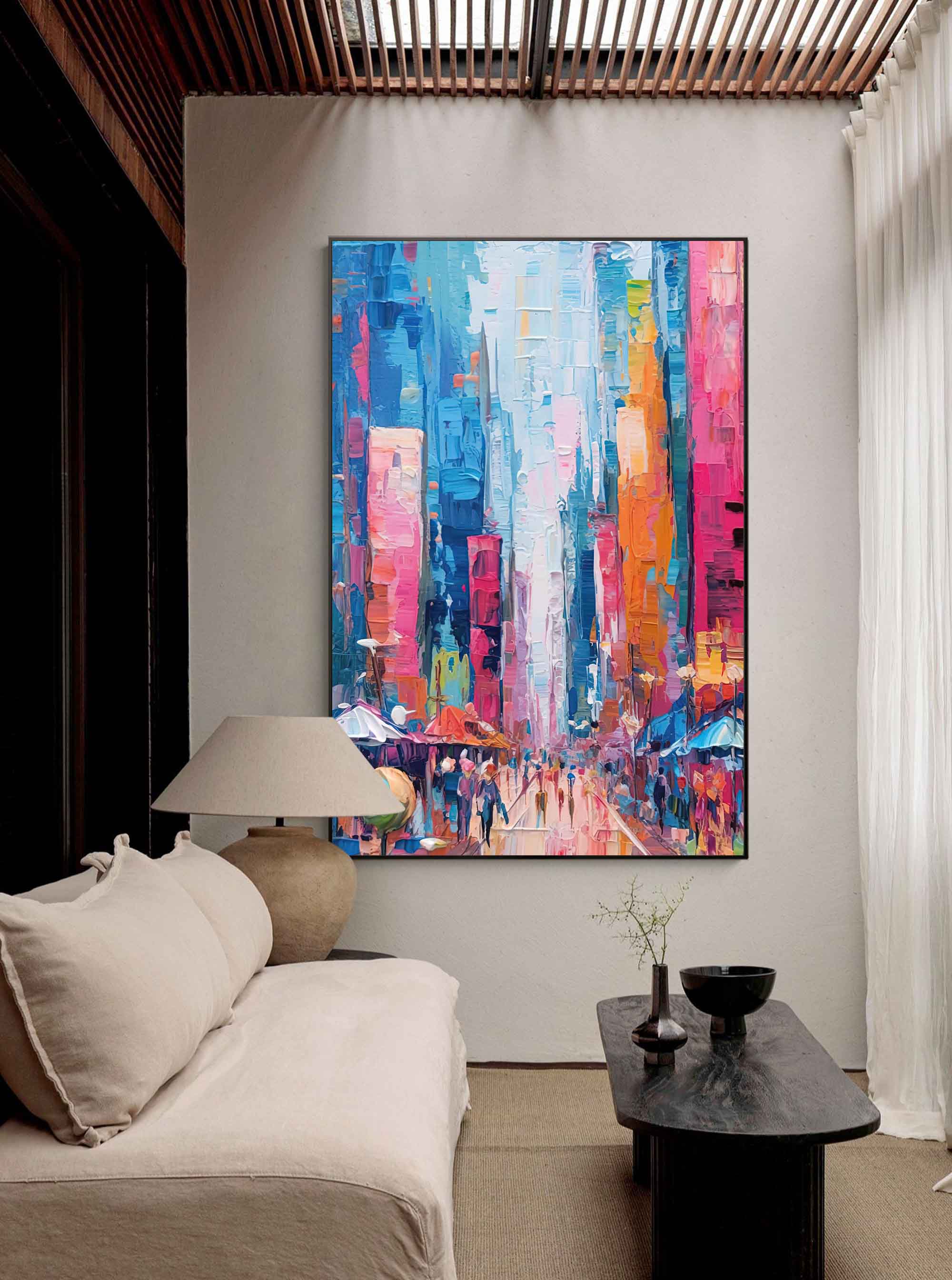 Wall Art Architecture Dopamine Colorful City Street