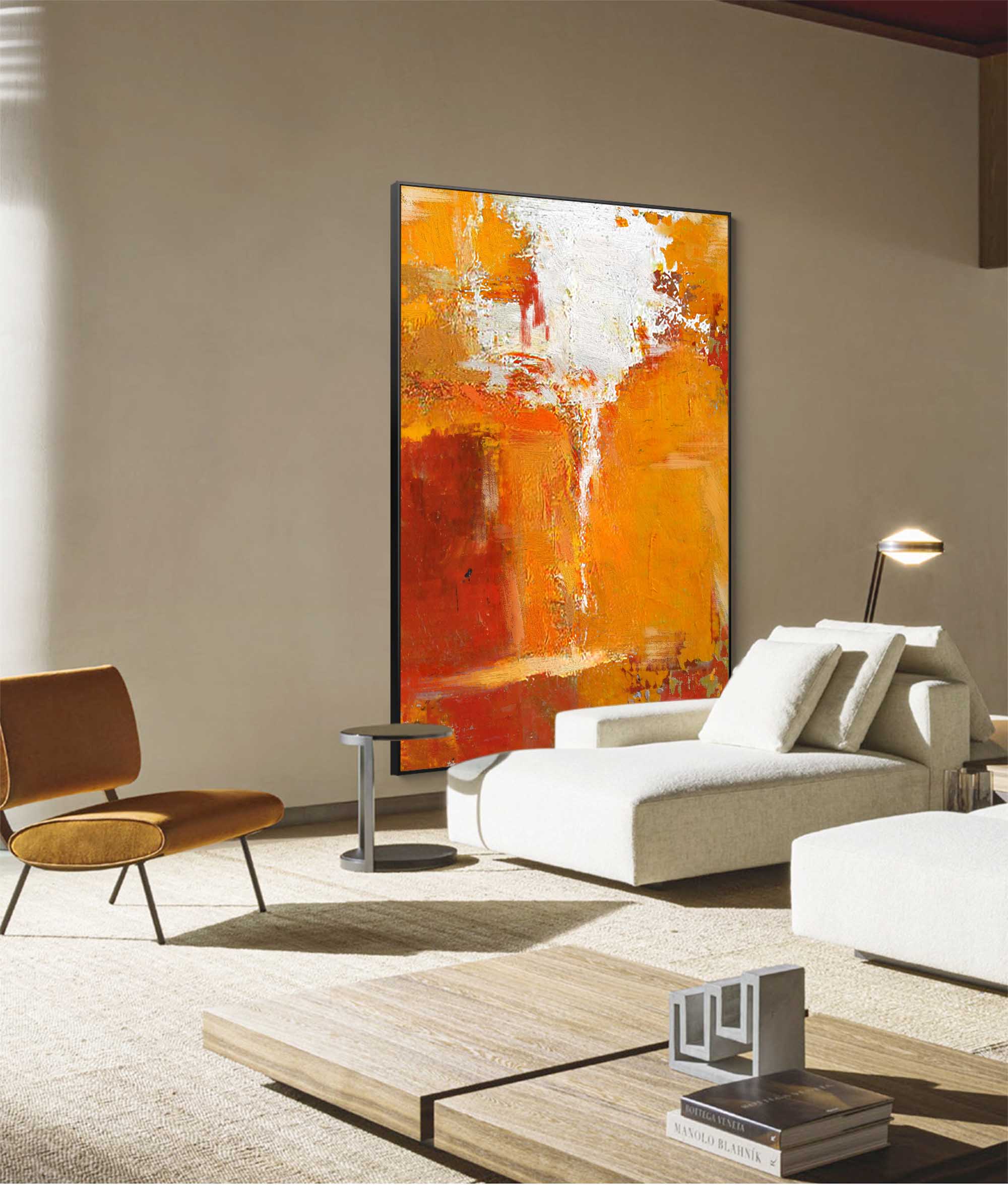 Wall Art Contemporary Color Block Orange
