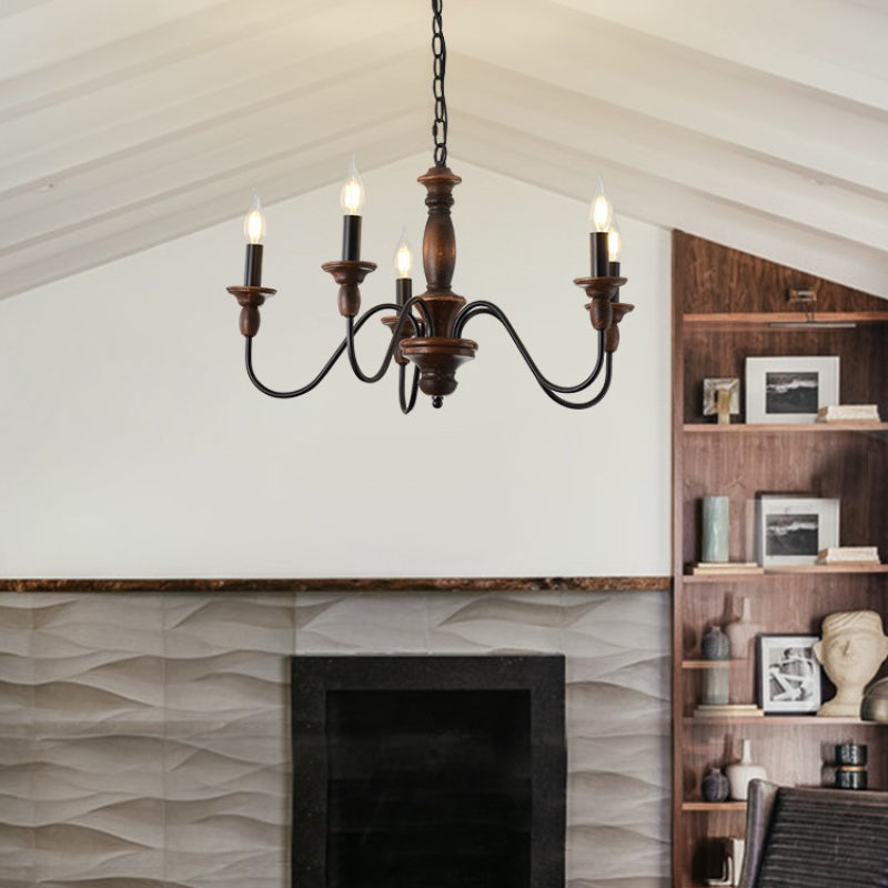 Silva Industrial Design LED Indoor Pendant Light Brown Wood Metal Bedroom/Living Room/Kitchen Island - Neutralighting