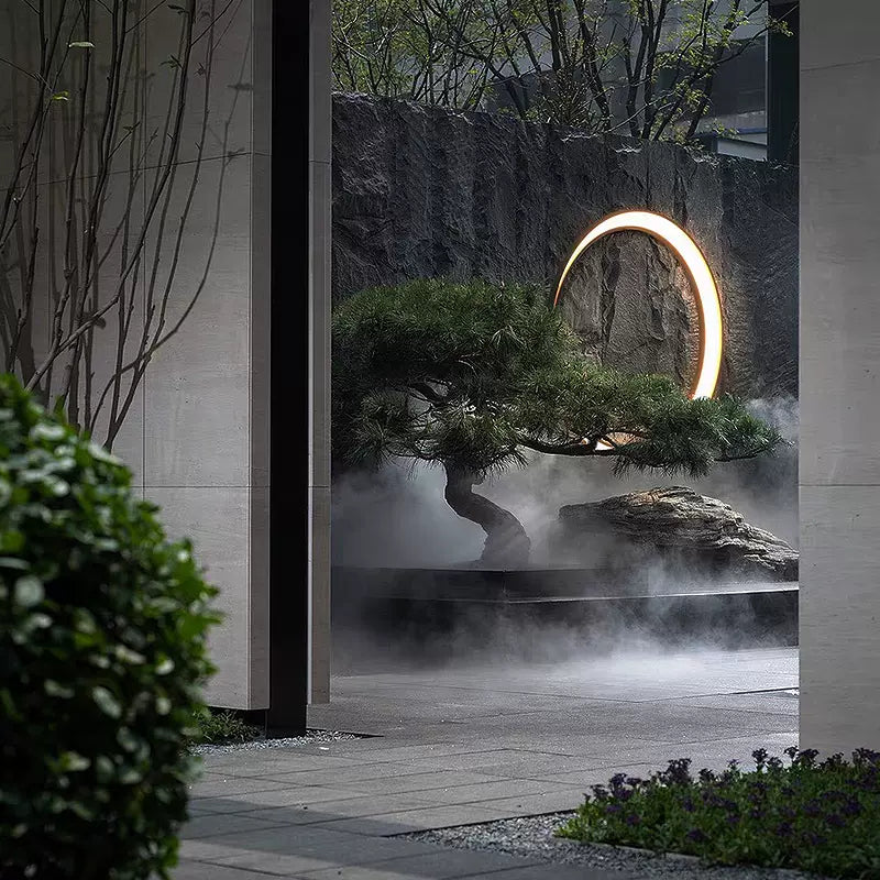 Ray Art Deco Ring Metal Lunar Glow Outdoor Wall Light - Neutralighting