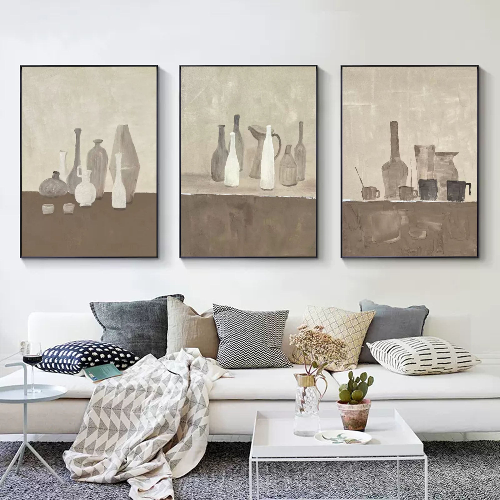 Wall Art Triptych Abstract Cityscape Warm