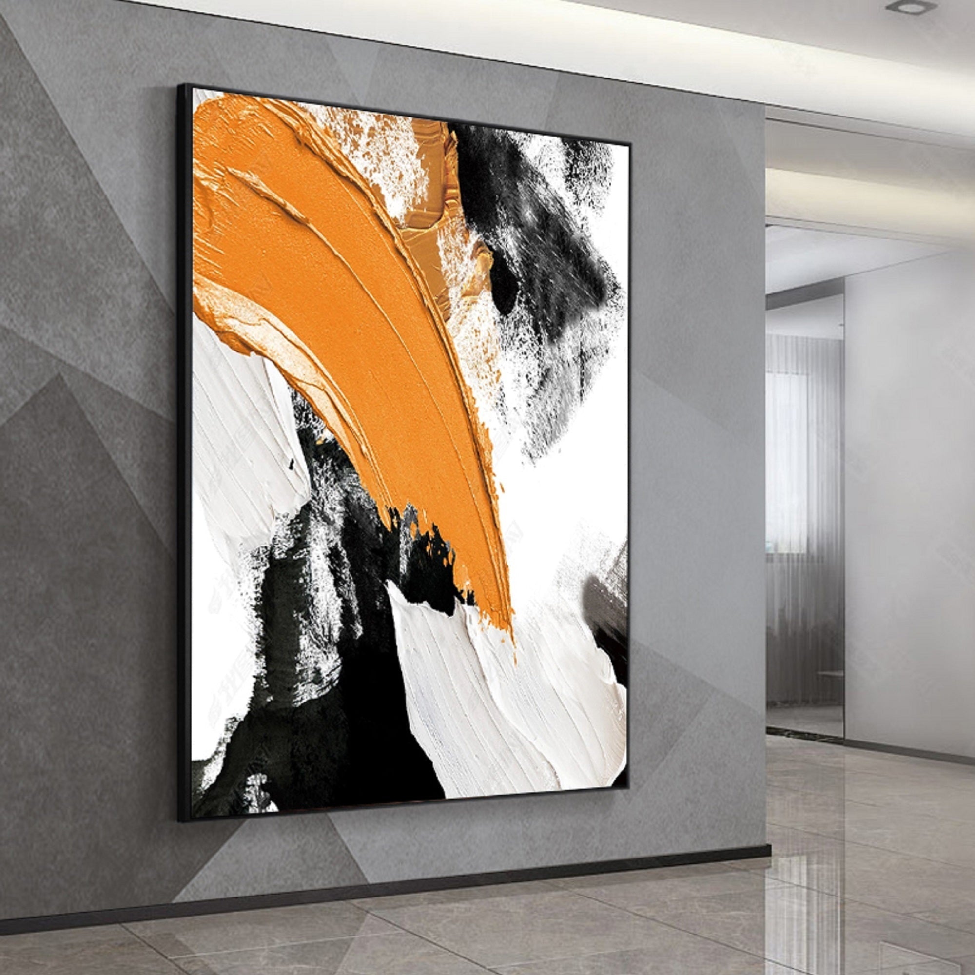 Yellow And Black Abstract Painting ABAV127 - Neutralighting
