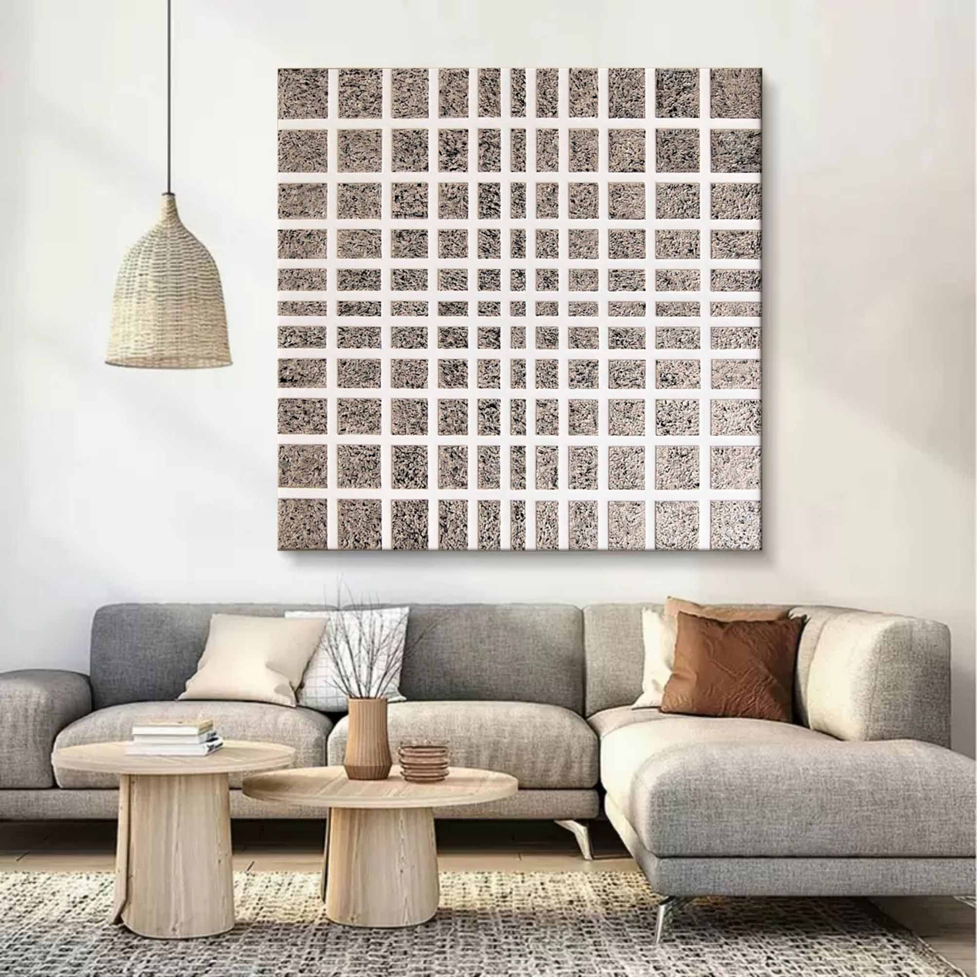 Wall Art Square Abstract Textured Grid