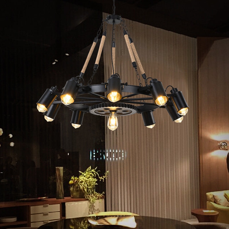 Epoch Industrial LED Pendant Light Black Metal/Rope Cafe/Bar - Neutralighting
