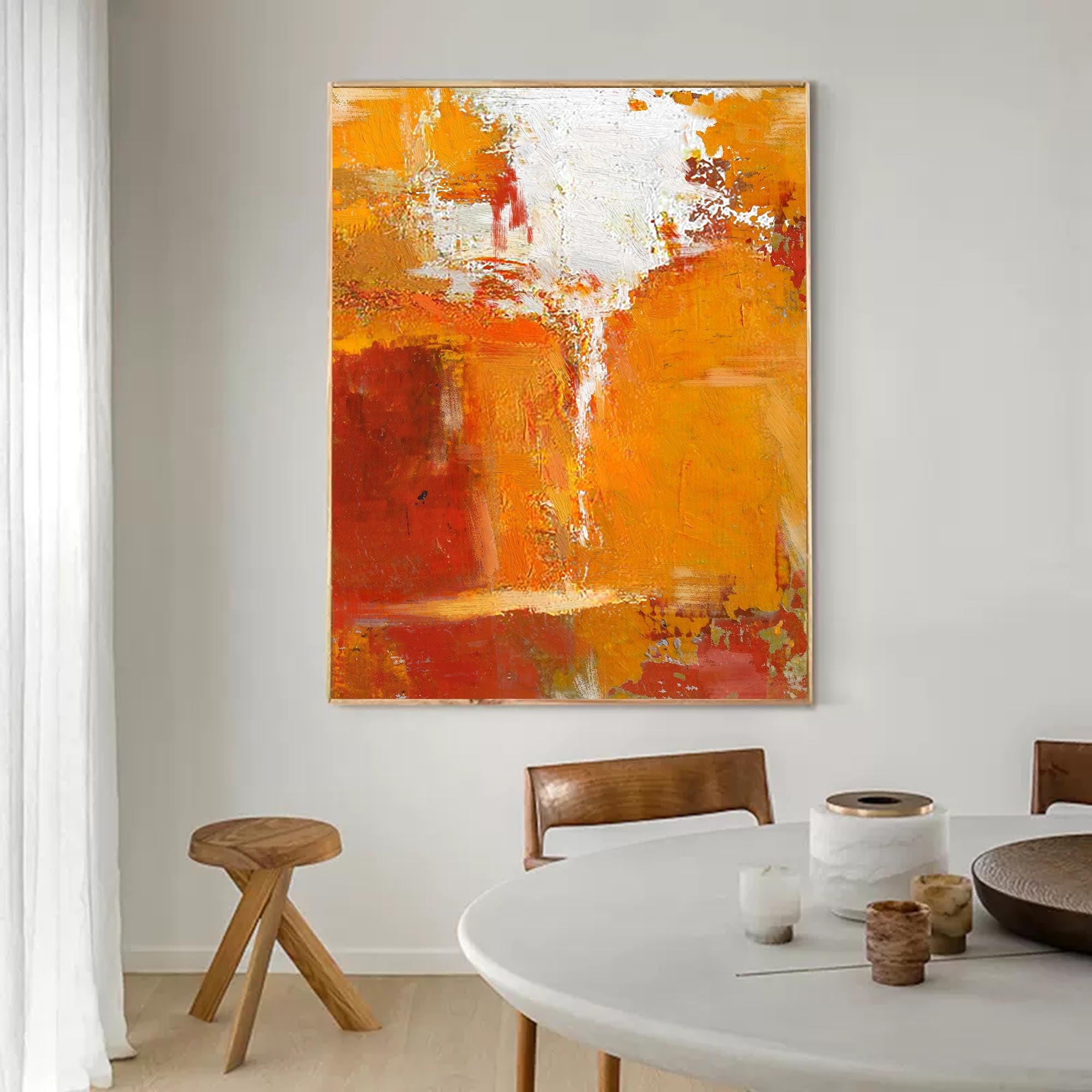 Wall Art Contemporary Color Block Orange