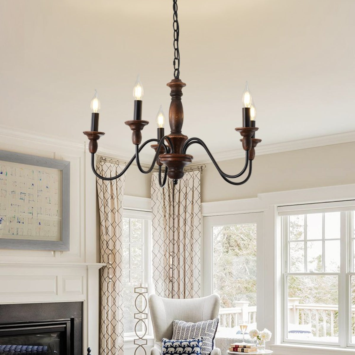 Silva Industrial Design LED Indoor Pendant Light Brown Wood Metal Bedroom/Living Room/Kitchen Island - Neutralighting