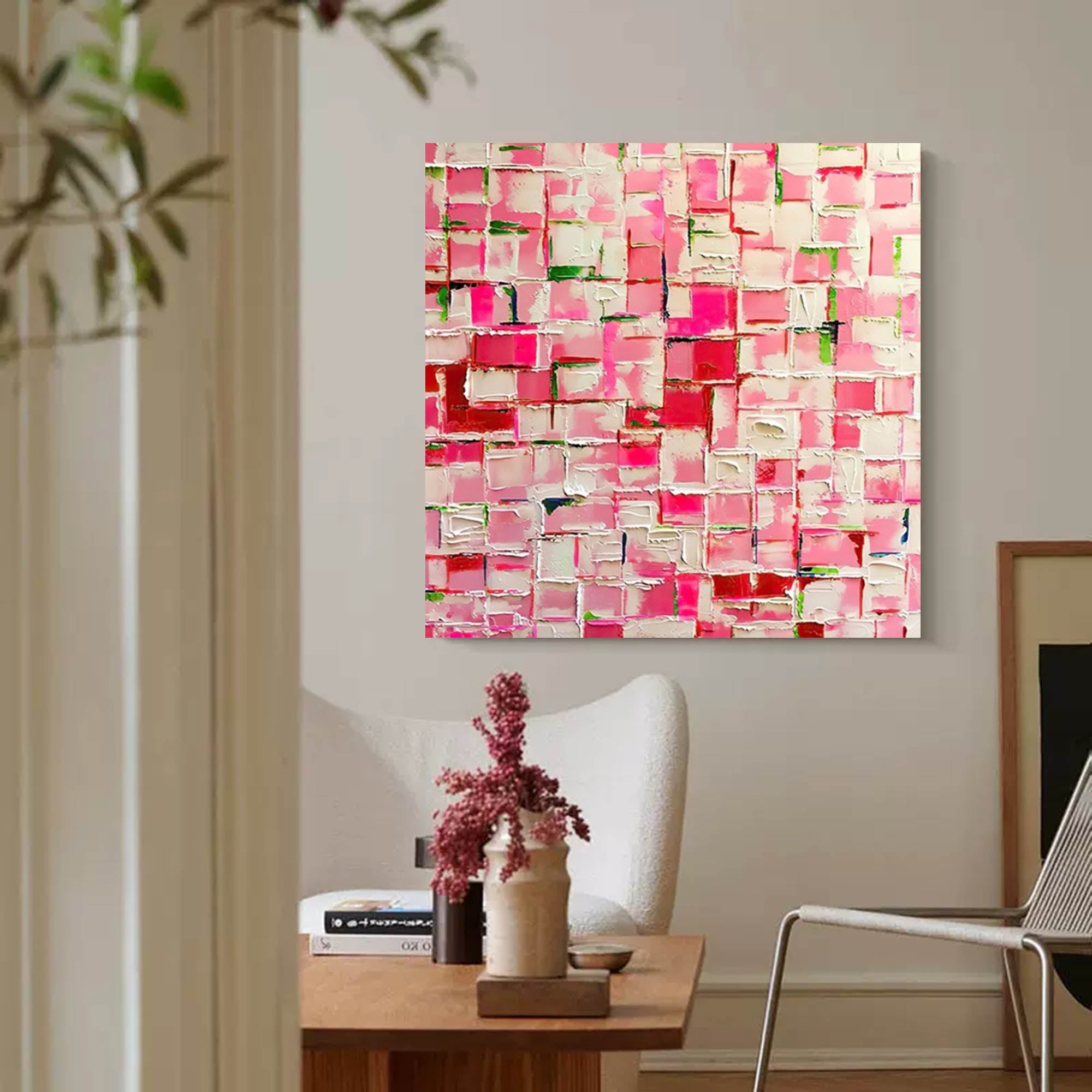 Pink Mosaic Abstract Wall Art