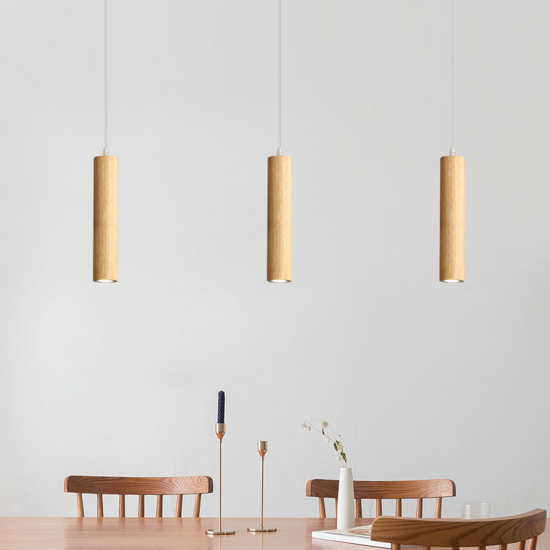 Muto Cylindrical Wood Pendant Light, for Bedroom & Kitchen Island - Neutralighting